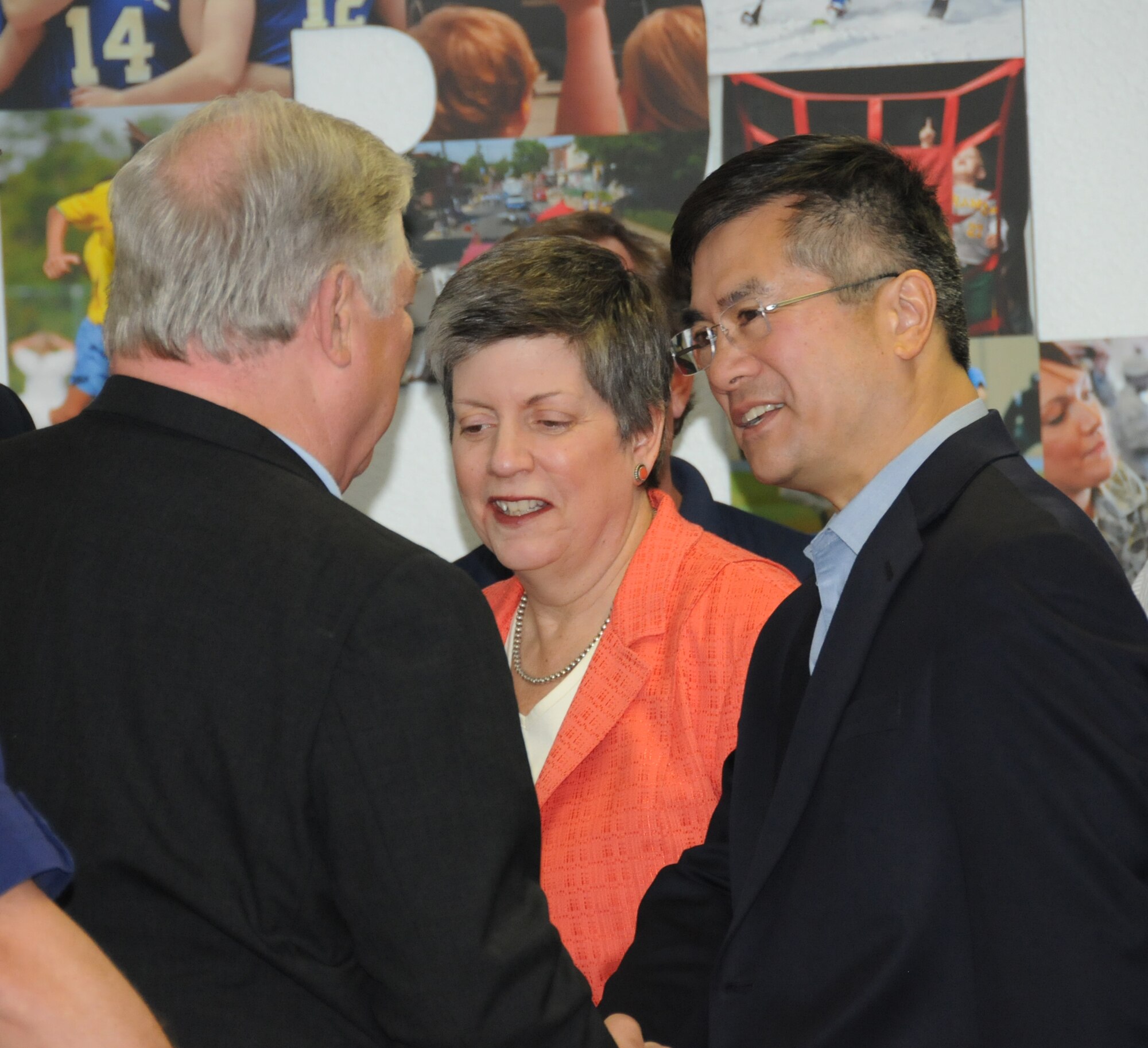 Janet Napolitano, Department of Homeland Security secretary, Gary Locke, Department of Commerce secretary, and Jane Lubchenco, NOAA administrator met with federal, state and local officials and local business leaders at Keesler Air Force Base's Sablich Center May 6. The meeting was a part of their ongoing emphasis on interagency coordination in response to the oil spill in the Gulf of Mexico and their continued oversight of BP's efforts to plug the leak and contain the oil spill.  (U.S. Air Force photo by Kemberly Groue)


