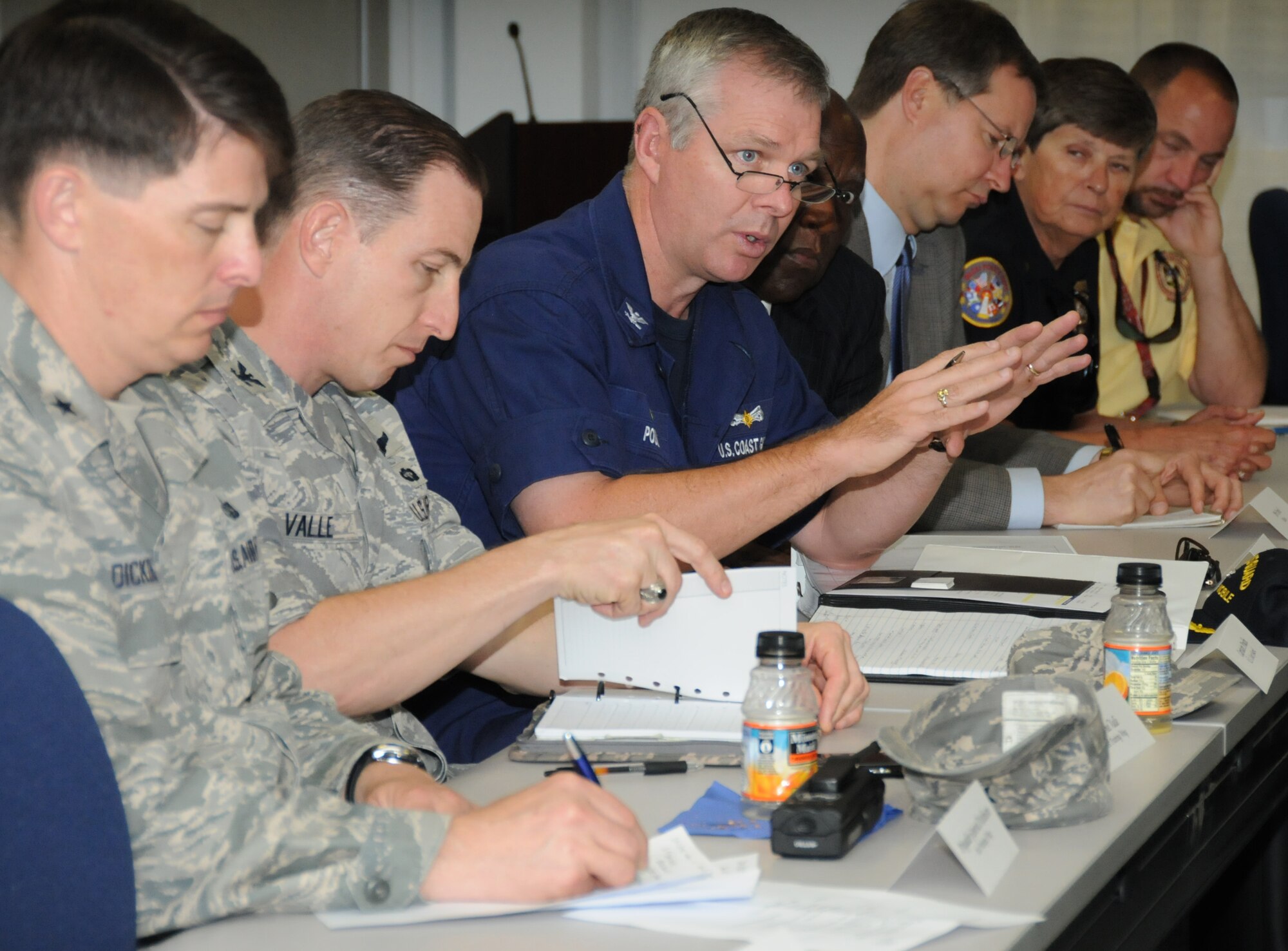 Janet Napolitano, Department of Homeland Security secretary, Gary Locke, Department of Commerce secretary, and Jane Lubchenco, NOAA administrator met with federal, state and local officials and local business leaders at Keesler Air Force Base's Sablich Center May 6. The meeting was a part of their ongoing emphasis on interagency coordination in response to the oil spill in the Gulf of Mexico and their continued oversight of BP's efforts to plug the leak and contain the oil spill.  (U.S. Air Force photo by Kemberly Groue)


