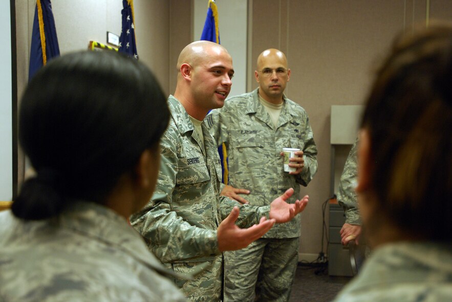 Chief Master Sergeants, including command chiefs and first sergeants, gather at Lackland Air Force Base, Texas to get a closer look at basic military training and everything involved.(U.S. Air Force photo/Airman 1st Class Brian McGloin)
