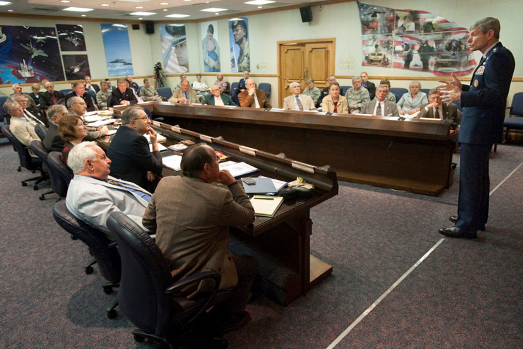 Air Force Chief of Staff Gen. Norton Schwartz answers questions concerning base, community, educational and family matters with the Air Force Retiree
Council May 4 during its 2010 conference hosted by the Air Force Personnel
Center at Randolph Air Force Base, Texas. This was the 37th meeting for the Retiree Council, which meets annually to discuss retiree issues. They provide a link between the Air Force retiree community and the Air Force chief of staff. (U.S. Air Force photo/Steve Thurow)