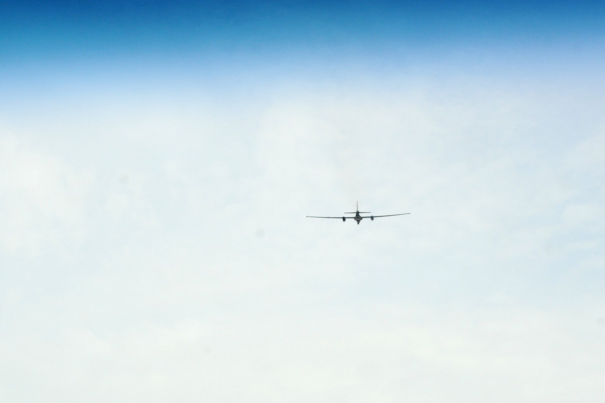 A U-2 Dragon Lady flies over 380th Air Expeditionary Wing at an undisclosed location in Southwest Asia on May 5, 2010. The 380th AEW, supports Operations Iraqi Freedom and Enduring Freedom and the Combined Joint Task Force-Horn of Africa. The 380th AEW is comprised of four groups and 12 squadrons and the wing's deployed mission includes air refueling, surveillance and reconnaissance in support of overseas contingency operations in Southwest Asia. (U.S. Air Force photo/Senior Airman Jenifer H. Calhoun/Released)
