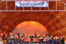 Marine Corps Logistics Base, Albany Marine Band performs for Bostonians at the Hatch Shell in Boston. The MCLB, Albany band performed a number of songs dedicated to the spirit of Boston and strong bond the city has with the Marine Corps.
