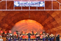 Marine Corps Logistics Base, Albany Marine Band performs for Bostonians at the Hatch Shell in Boston, May 6, 2010. The MCLB, Albany band performed a number of songs dedicated to the spirit of Boston and strong bond the city has with the Marine Corps.
