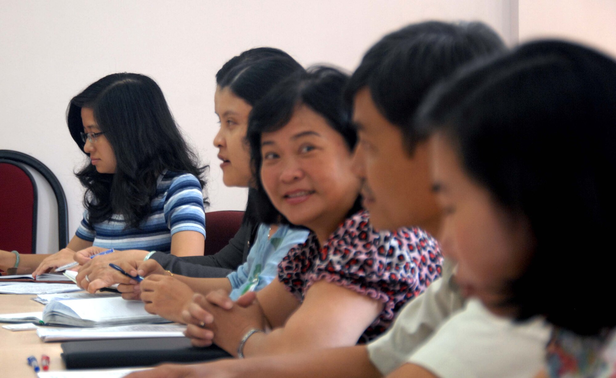 Members of the Vietnam Department of External Relations discuss final planning for Operation Pacific Angel 2010 with members of the U.S. Military advance party in Can Tho City, Vietnam, on May 6, 2010. Operation Pacific Angel is a joint and combined humanitarian assistance operation conducted in the Pacific area of responsibility to support U.S. Pacific Command's capacity-building efforts. 

More than 50 U.S. military members will travel to Vietnam to join the Vietnamese military, non-governmental organization and civil health and engineering personnel in medical and engineering efforts. The medical team will provide family practice, dental, optometry, pediatrics and women's health care to Can Tho area residents. Engineering efforts will include plumbing, electrical and structural work on two area medical clinics. This is the second iteration of Pacific Angel 2010. It is scheduled to take place in Vietnam May 10 through 15. (U.S. Air Force photo/ Capt. Timothy Lundberg)
