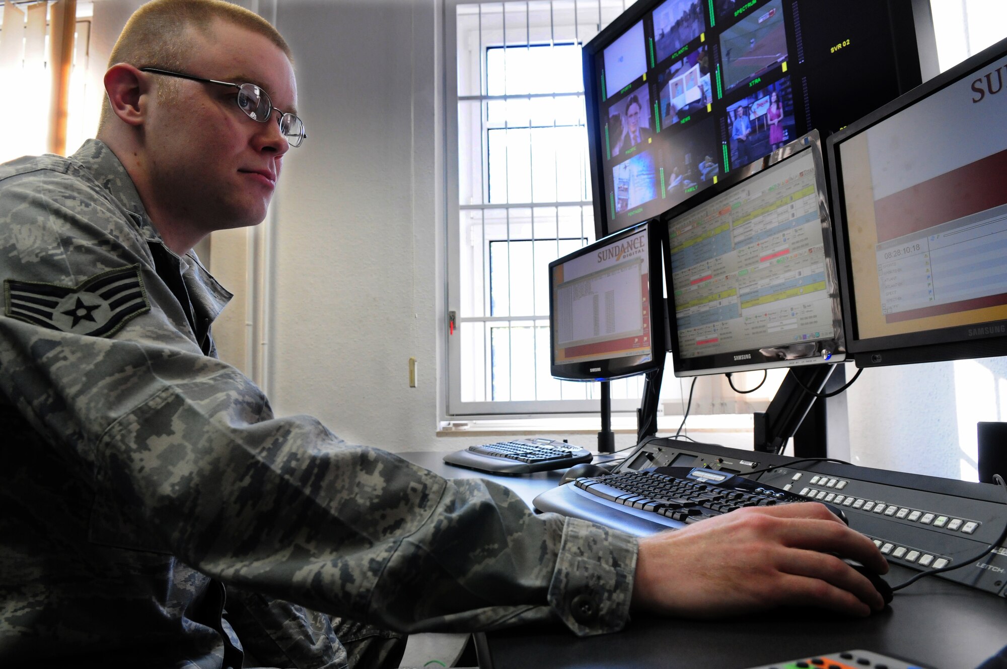 SPANGDAHLEM AIR BASE, Germany -- Staff Sgt. David Hicks, American Forces Network broadcast maintenance supervisor, is the 52nd FW Top Saber Performer for the week of May 7-13. (U.S. Air Force photo/Staff Sgt. Heather M. Norris)