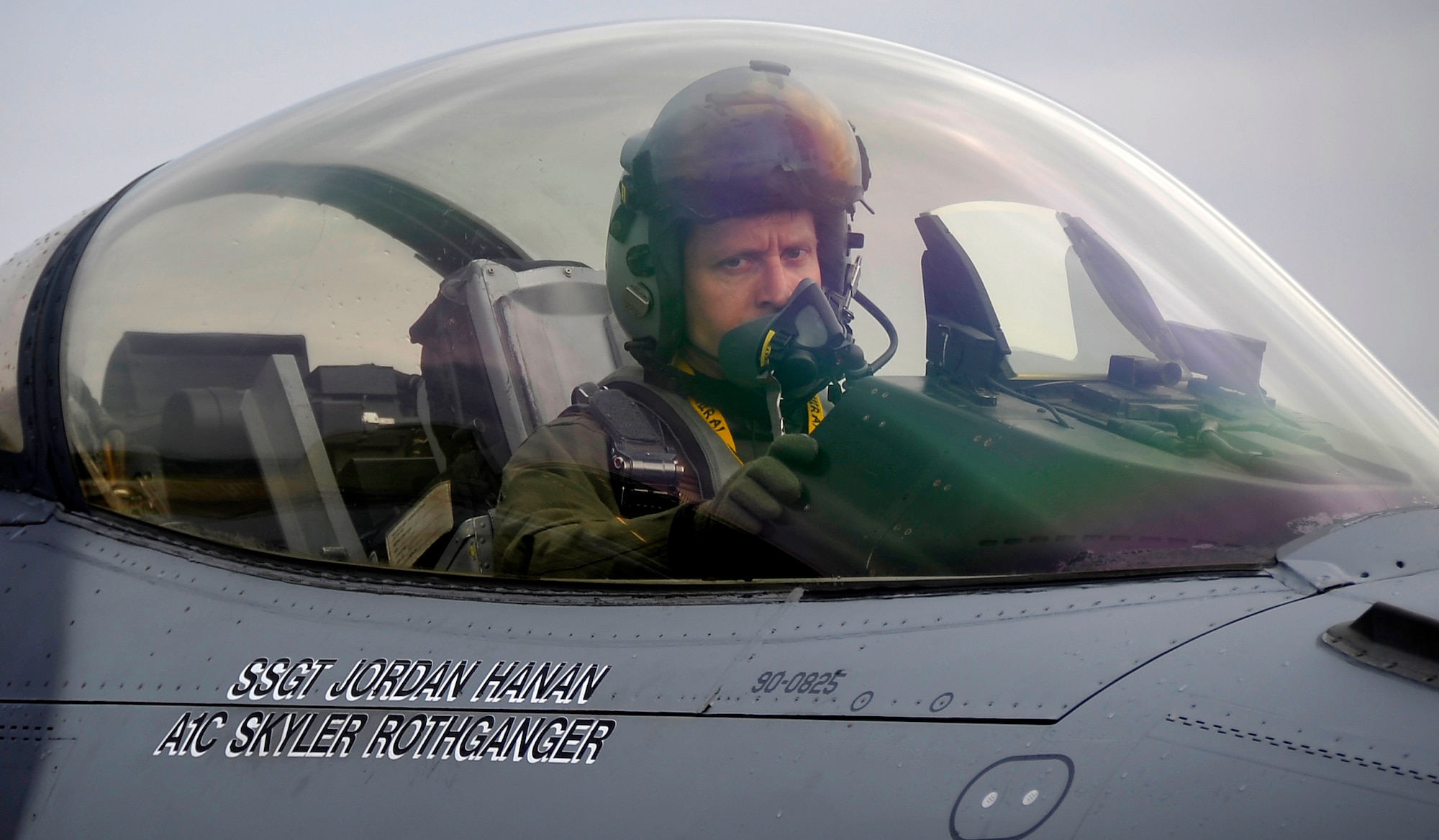 MISAWA AIR BASE, Japan -- Lt. Col. Aaron Steffens, 14th Fighter Squadron commander, talks over the radio with his crew chief during the pre-flight inspection May 7. Lt. Col. Steffens and the 14th Fighter Squadron deployed to the Republic of Korea in an effort to maintain stability in the Asian-Pacific region. (U.S. Air Force photo/Staff Sgt. Chad C. Strohmeyer) 