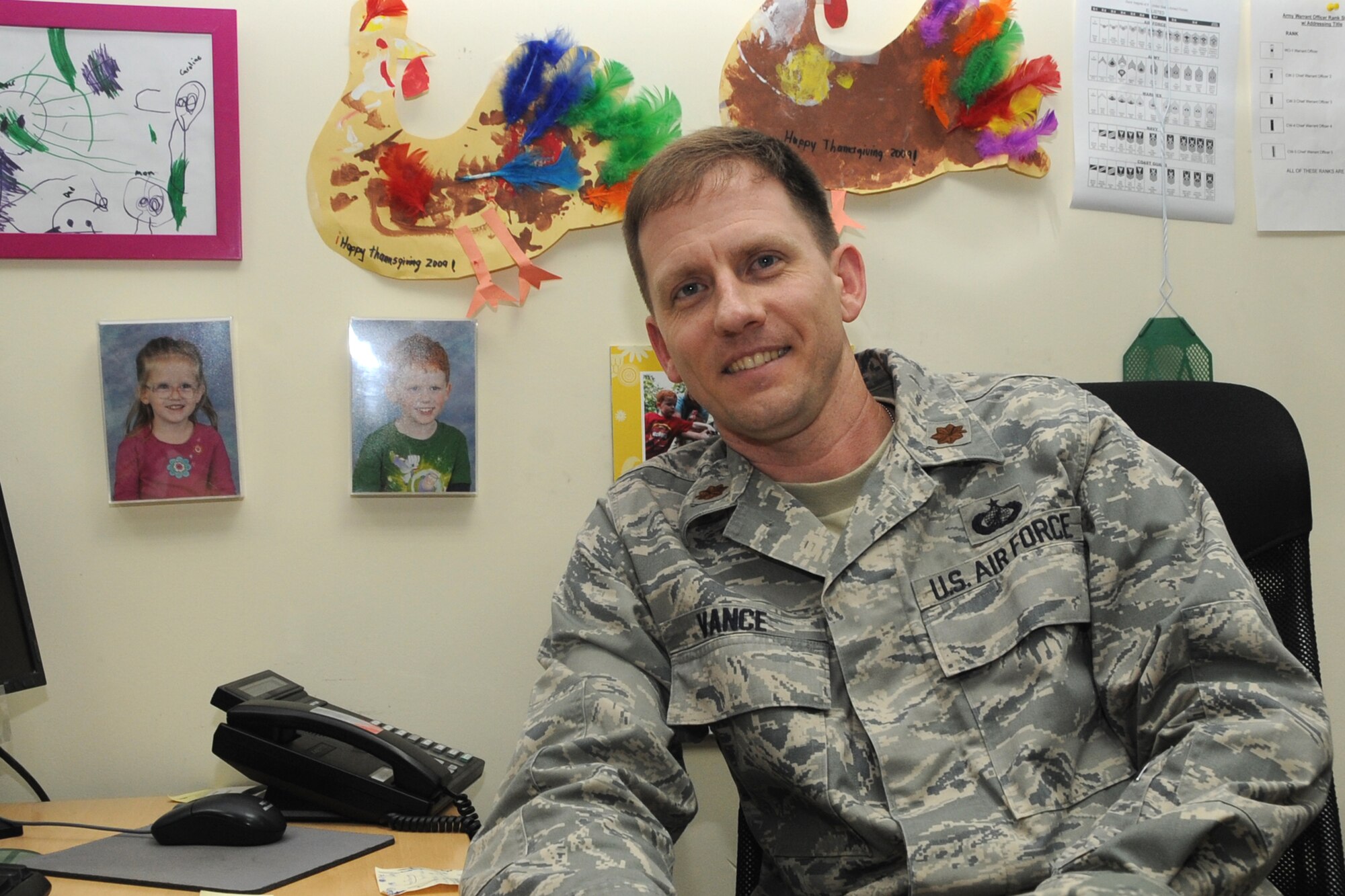 Maj. Brian Vance, 380th Air Expeditionary Wing Comptroller, " To my wife Rebecca, I can't wait to be home with you. Thank you for being such a wonderful mother to our kids. I love and miss you. Happy Mother's Day!" Maj. Vance is deployed from the Pentagon and is a Native of Witchita Falls, Texas. (U.S. Air Force photo/Senior Airman Jenifer H. Calhoun/Released)
