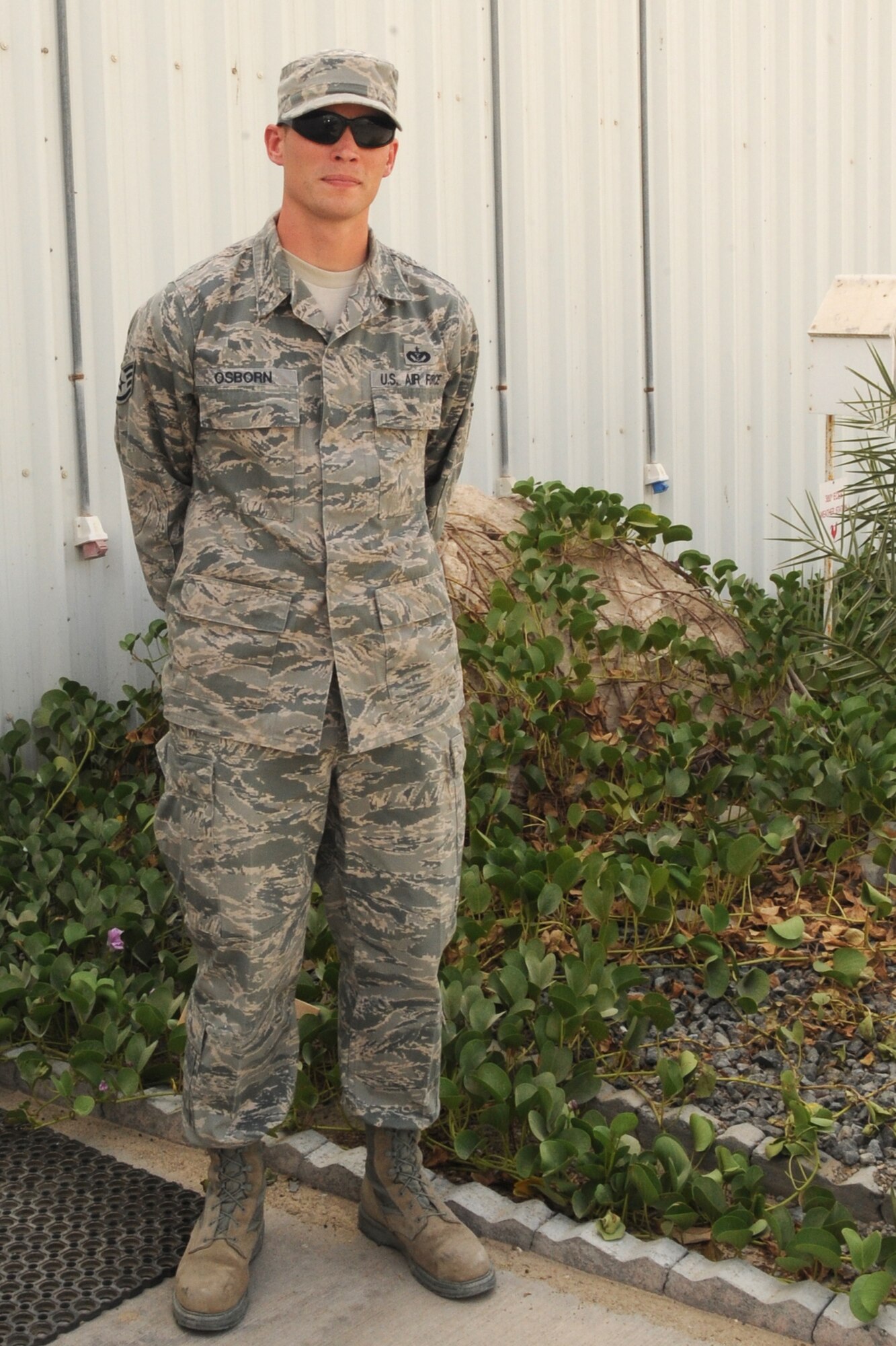 Staff Sgt. Matthew Osborn, 380th Expeditionary Civil Engineer Squadron Structural Craftsman, "To my wife, Tasha: You are the best mother that our children could ask for. Happy Mother's Day! I love you!" Sergeant Osborn is deployed from the 786th CES and is a Native of Coatesville, Pa. (U.S. Air Force photo/Senior Airman Jenifer H. Calhoun/Released)
