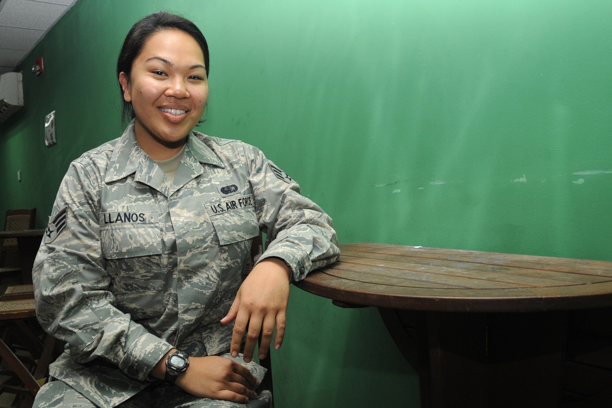Senior Airman Priscilla Llanos, 380th Expeditionary Force Support Squadron Services Journeyman, "There's nothing like a mother's love. Thank you for the woman you've shaped me into." Airman LLanos is deployed from the 154th FSS, Hawaii NG,  and is a Native of Wahiawa, Hawaii. (U.S. Air Force photo/Senior Airman Jenifer H. Calhoun/Released)
