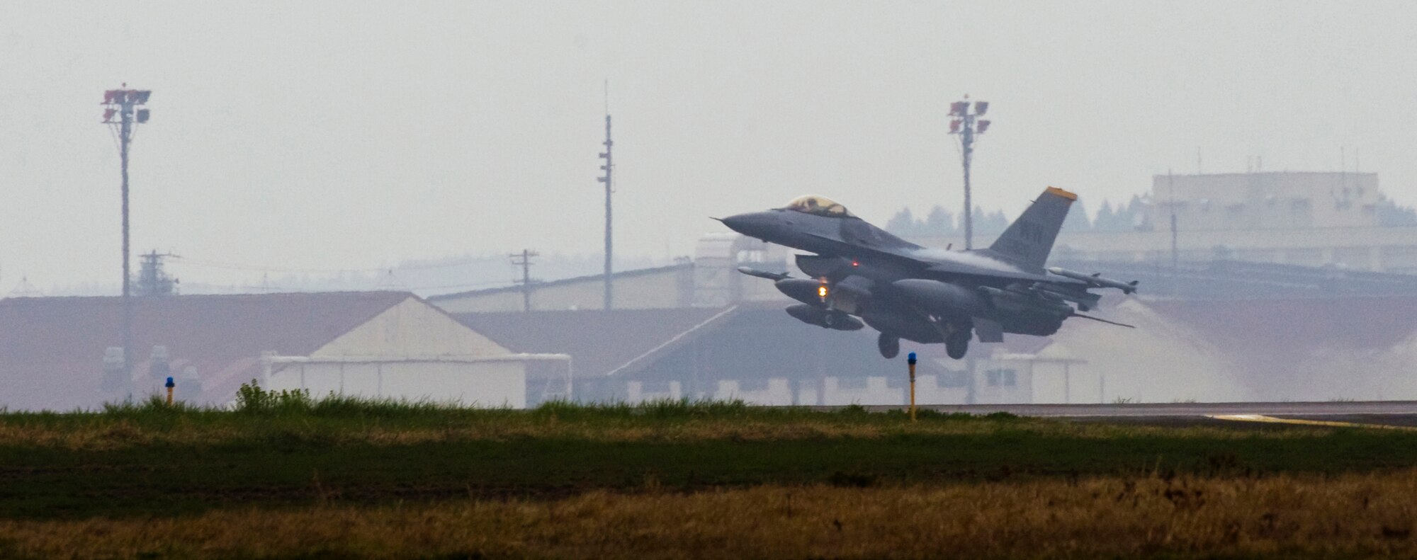 MISAWA AIR BASE, Japan?A pilot takes off in an F-16 Fighting Falcon, May 7. The pilot was one of approximately 350 airman deployed to the Republic of Korea in an effort to maintain regional stability in the Asia-Pacific theater and promote stronger relations with U.S. allies. (U.S. Air Force photo/Staff Sergeant Araceli Alarcon)