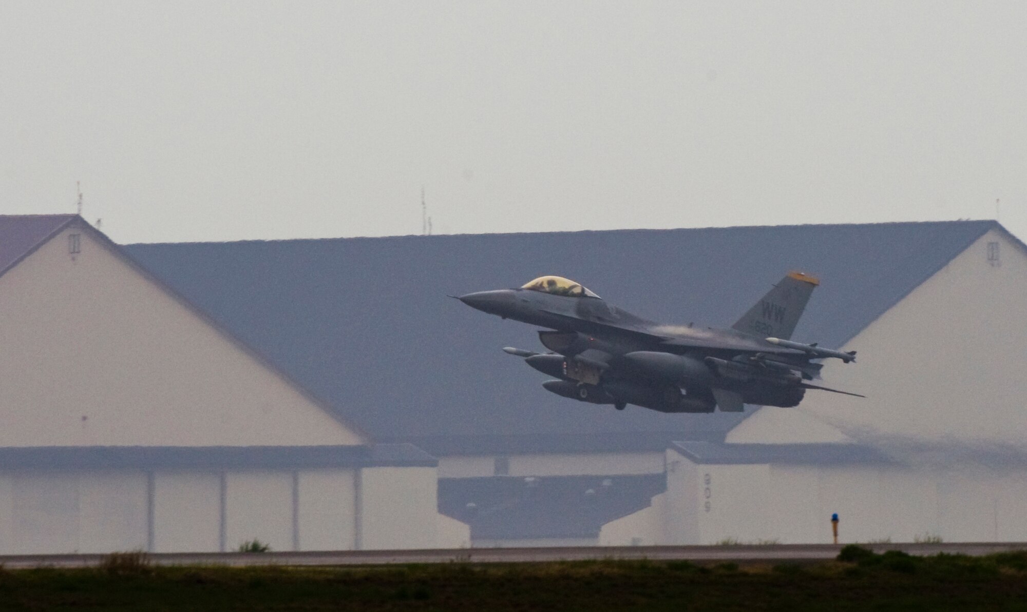 MISAWA AIR BASE, Japan?A 14th Fighter Squadron pilot takes off in an F-16 Fighting Falcon, May 7. The 14th Fighter Squadron deployed to the Republic of Korea to maintain regional stability and provides an opportunity for the squadron to work closely with U.S. Forces Korea and ROKAF counterparts. (U.S. Air Force photo/Staff Sergeant Araceli Alarcon)