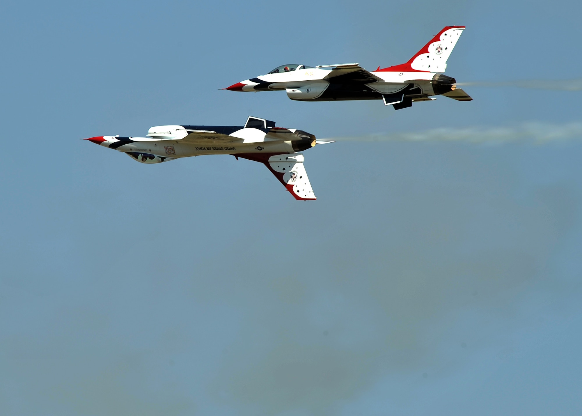 100508-F-4406D-228 
SHAW AIR FORCE BASE, S.C.-More than 80, 000 people attended ShawFest, the biennial air show held here May 8-9, 2010.  Shaw presented numerous static displays of various aircraft for all spectators to view and to tour through. The famous Thunderbirds closed out the show with numerous aerobatics that left the crowd impressed. (U.S. Air Force photo/Airman 1st Class Tabatha L. Duarte)
