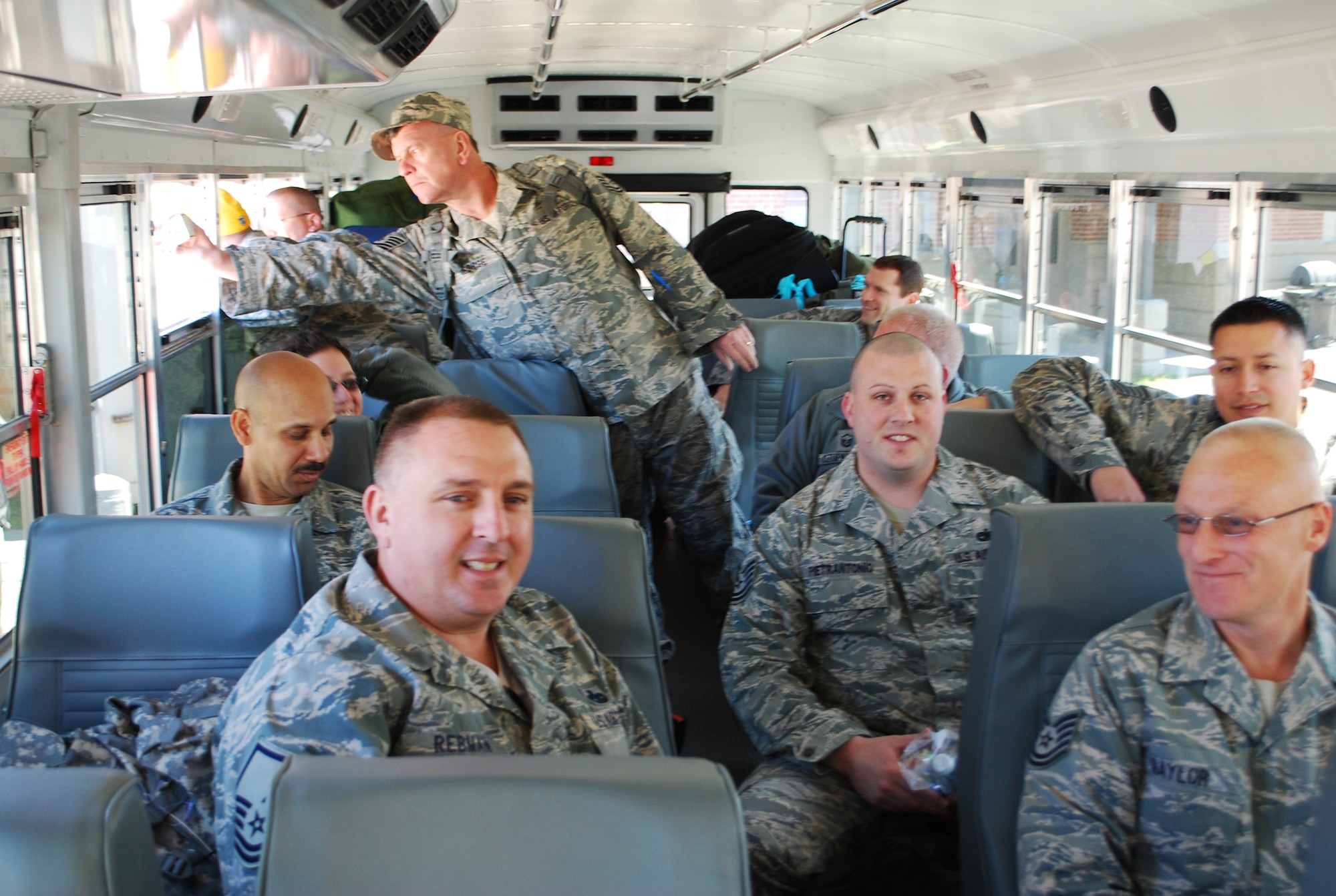 About 15 reservists from the 42nd and 58th Aerial Port Squadrons deployed from Westover in support of the surge in Afghanistan.  They are expected to return this fall.  (U.S. Air Force Photo by Tech. Sgt. Andrew Biscoe)