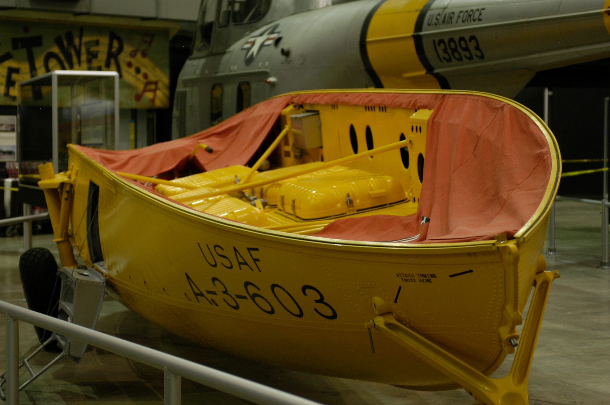DAYTON, Ohio - A-3 lifeboat on display in the Korean War Gallery at the National Museum of the U.S. Air Force. (U.S. Air Force photo)