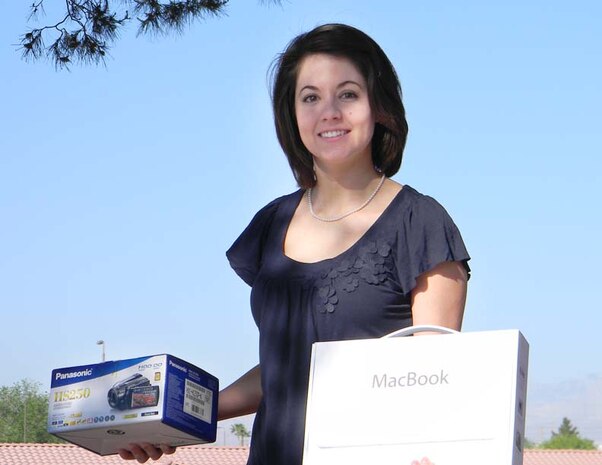 Nellis spouse, Christina Hillard, was recently named winner of the short video competition on the official Year of the Air Force Family website, MyAirForceLife.com. She is the wife of Tech. Sgt. Christopher Hillard from the 57th Maintenance Group, and won the award for her short video, “What A Ride.”