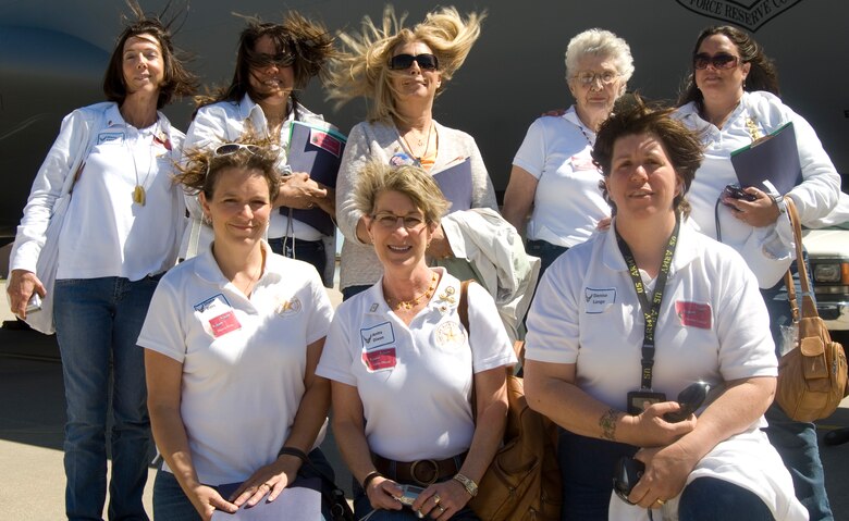 Members of the American Gold Star Mothers Kansas chapter pose for a group photo after participating in an air refueling flight May 4, 2010.  The American Gold Star Mothers, a national organization of mothers who have lost a son or daughter in the service of the country, not only toured McConnell and learned about its mission they each provided heartfelt accounts of how they joined the group. (courtesy photo)