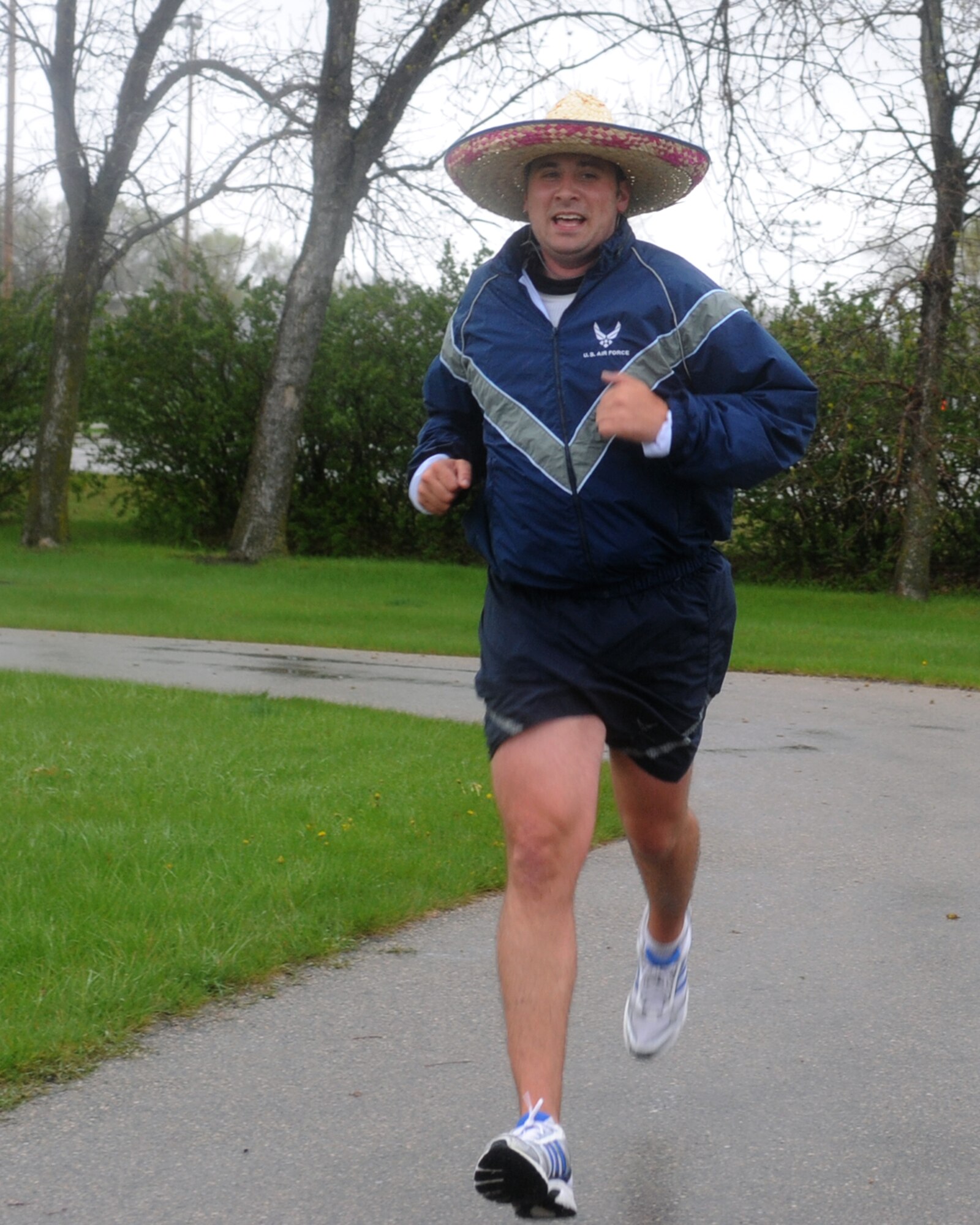Capt. James Studer, 905th Air Refueling Squadron, participated in the Cinco de Mayo 5K run May 5 on Grand Forks Air Force Base, N.D. Captain Studer participated in the 5K run that was held to promote fitness. (U.S. Air Force photo by Airman 1st Class Amber Price)