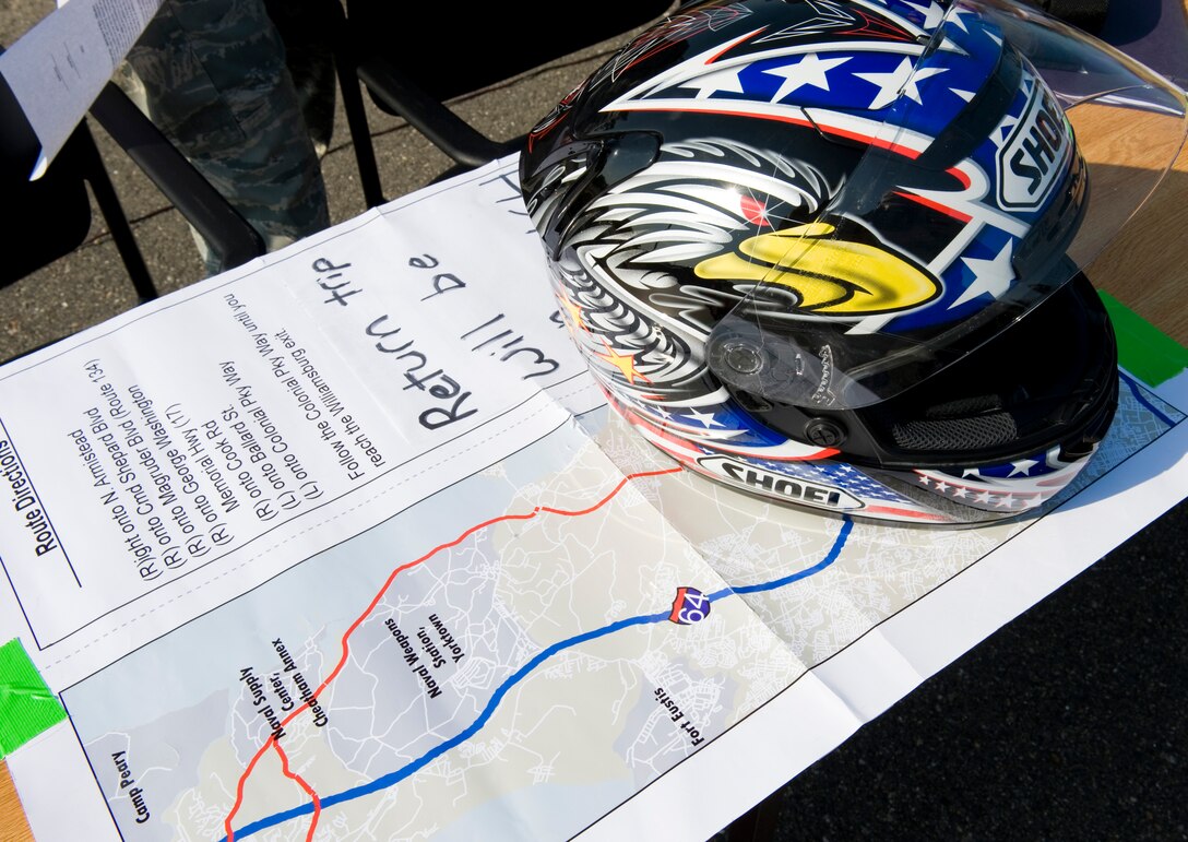 LANGLEY AIR FORCE BASE, Va. -- A map shows the route the motorcyclists will be taking May 12. The ride was part of National Police Week, a celebration in honor of law enforcement officers who lost their lives in the line of duty. (U.S. Air Force photo/Senior Airman Zachary Wolf)