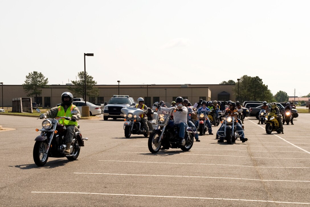 LANGLEY AIR FORCE BASE, Va. -- Members participating in the motorcycle ride begin their ride May 12.  The ride was part of National Police Week, a celebration in honor of law enforcement officers who lost their lives in the line of duty. (U.S. Air Force photo/Senior Airman Zachary Wolf)