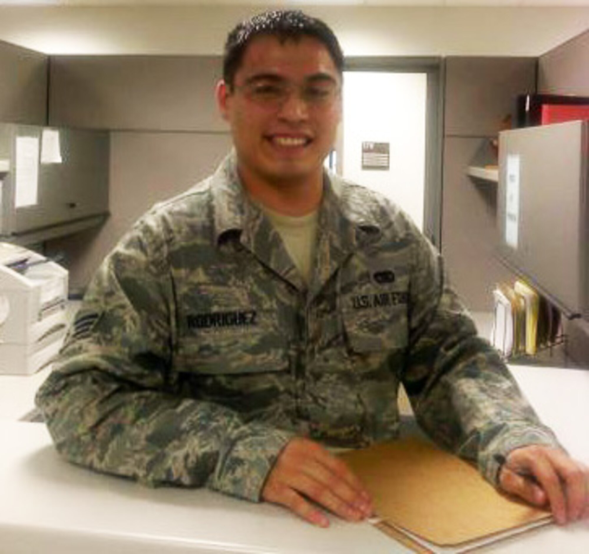 Senior Airman David Rodriguez, 460th Logistics Readiness Squadron traffic management journeyman, is Team Buckley's Warrior of the Week for May 10. Airman Rodriguez is from San Diego, Calif., and enjoys basketball, wrestling and boxing. (U.S. Air Force photo)