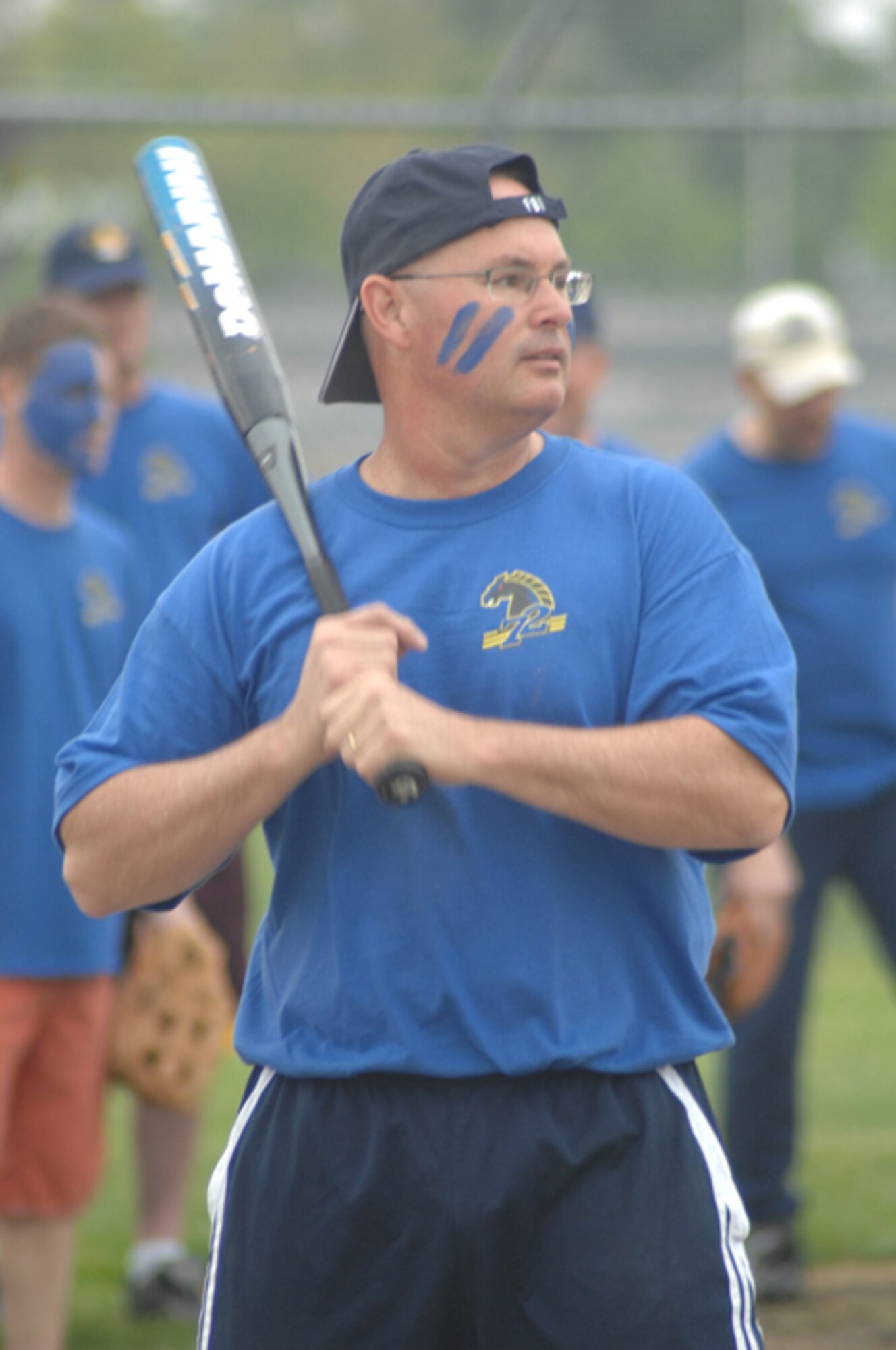 GRISSOM AIR RESERVE BASE, Ind., -- Scott Ward prepares to take his turn in the batter's box during the recent Jovanovich Cup softball game.  (U.S. Air Force photo/Tech. Sgt. Douglas Hays)