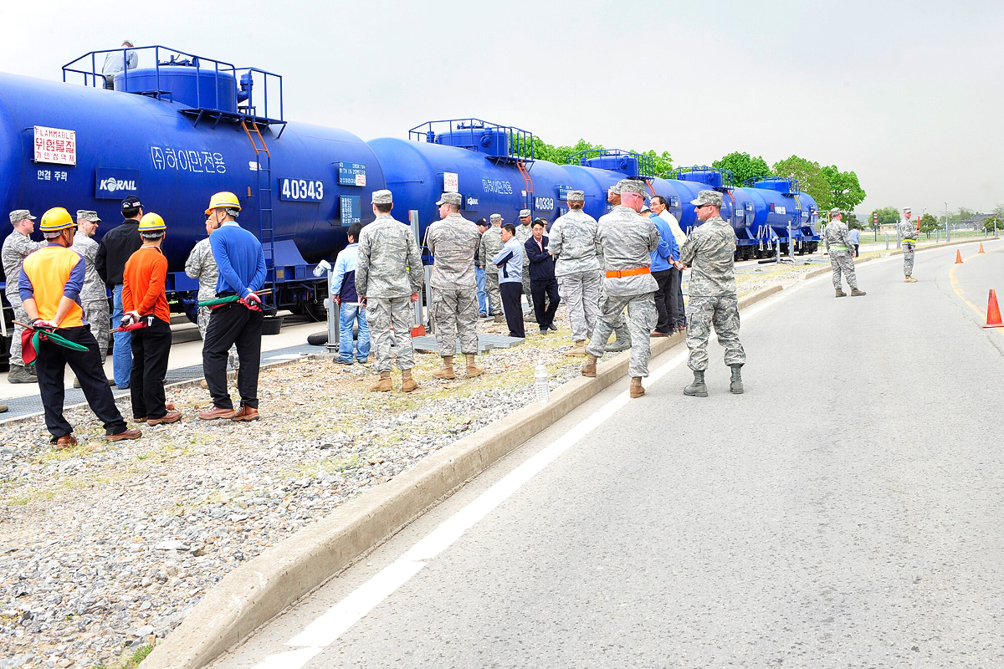 The 51st Logistics Readiness Squadron fuels management flight receives a delivery of JP-8 fuel May 11. (U.S. Air Force photo/Staff Sgt. Eunique Stevens)