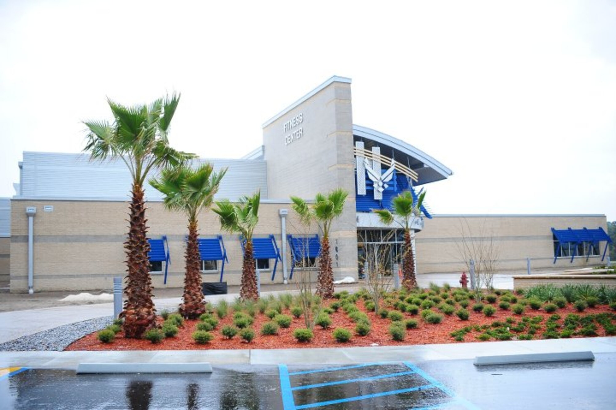 A front view of the new Fitness Center at Tyndall Air Force Base.  The grand opening is Aug. 20.  (U.S. Air Force photo by Sarah English)