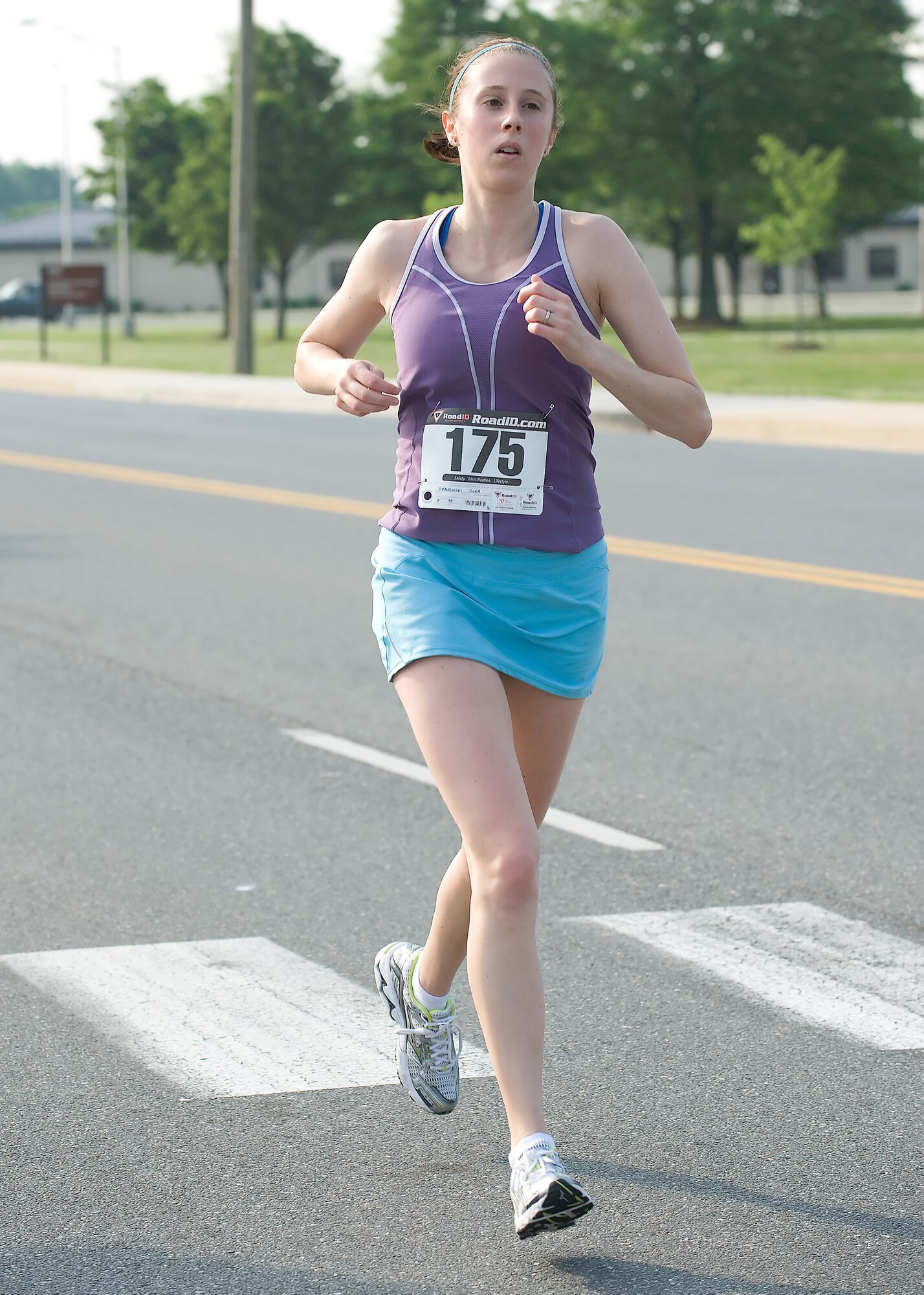 Gina Serkowski of Dover, Del., runs during the Dover Air Force Base Heritage Half Marathon May 8. The route of the half marathon began and ended at the Air Mobility Command Museum, which was open for tours after the race. (U.S. Air Force photo/Brianne Zimny)