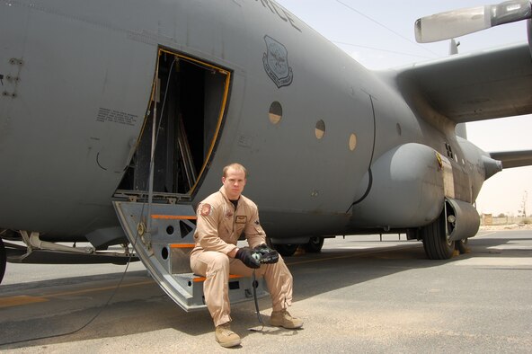 U.S. Air Force Senior Airman Blake Landry, 737th Expeditionary Airlift Squadron C-130H loadmaster, is a Breaux Bridge, La. native, deployed from Yokota Air Base, Japan. (U.S. Air Force photo by Staff Sgt. Lakisha A. Croley/Released)