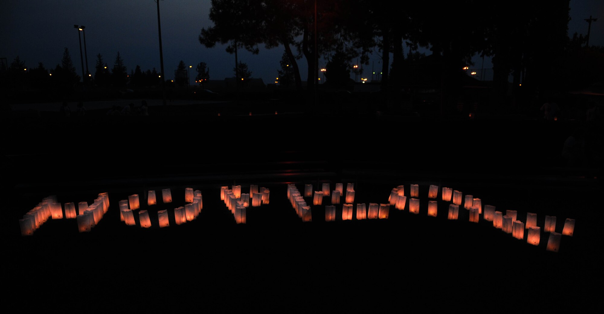 Luminary bags spell the word “hope” during the luminary ceremony for Relay for Life Saturday, May 8, 2010 at Arkadas Park at Incirlik Air Base, Turkey.  The luminary ceremony is held to honor cancer survivors and those who have passed away.  Team Incirlik helped raise more than $23,000 for Relay for Life this year.  (U.S. Air Force photo/Senior Airman Ashley Wood)