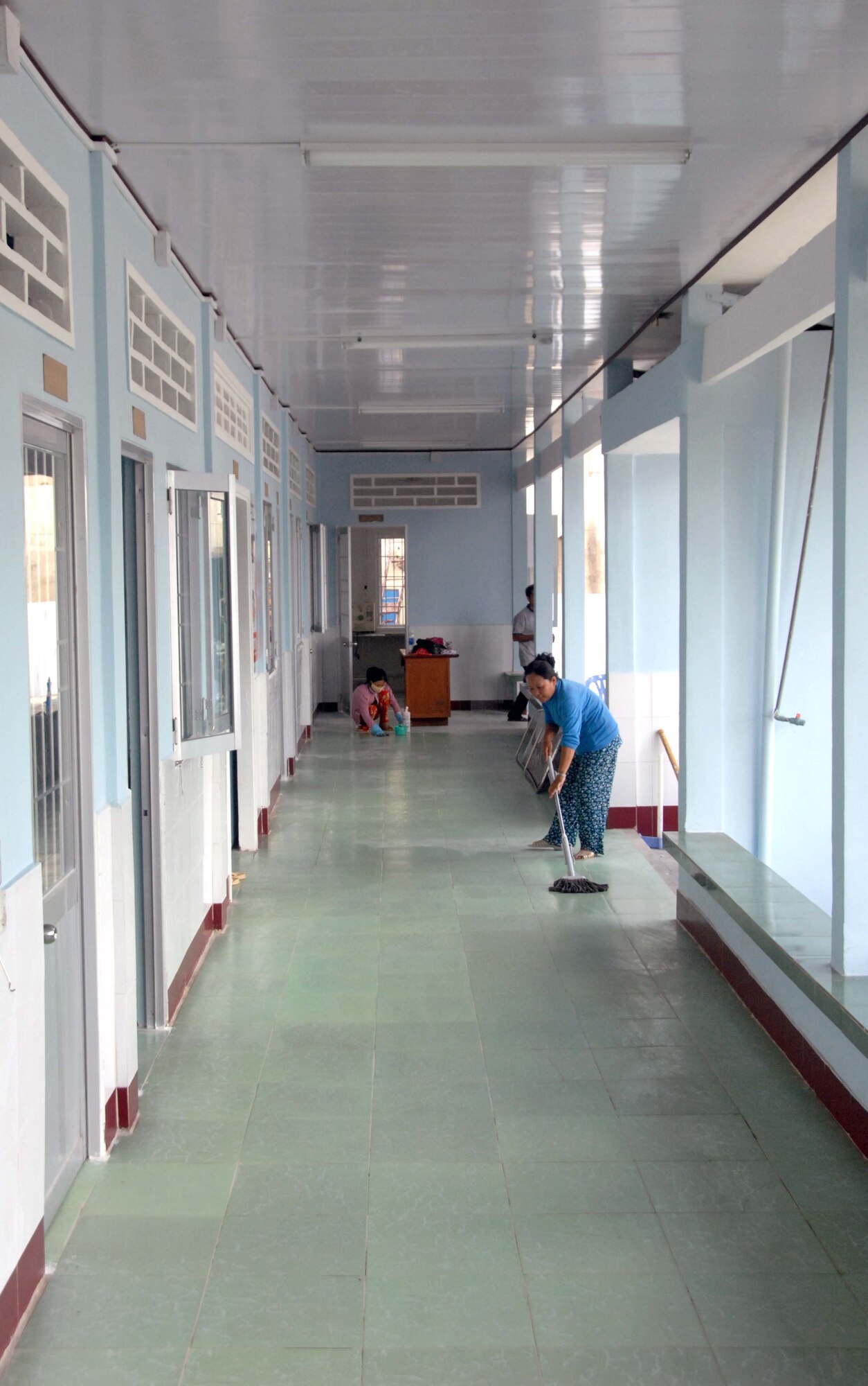 Construction work at a village medical clinic in Truong Thanh, Vietnam, is nearly complete.  U.S. and Vietnamese civil engineering teams have installed doors and windows in the clinic rooms along with lighting and ceiling fans as part of Pacific Angel 2010 scheduled through May 15, 2010. Operation Pacific Angel is a joint and combined humanitarian assistance operation conducted in the Pacific area of responsibility to support U.S. Pacific Command's capacity-building efforts.  More than 50 U.S. military are in Vietnam for the operation and have joined the Vietnamese military, non-governmental organizations and civil health and engineering personnel in medical and engineering efforts. Operation Pacific Angel is a Pacific Air Forces program led by 13th Air Force at Joint Base Pearl Harbor Hickam, Hawaii. (U.S. Air Force photo/ Capt. Timothy Lundberg)