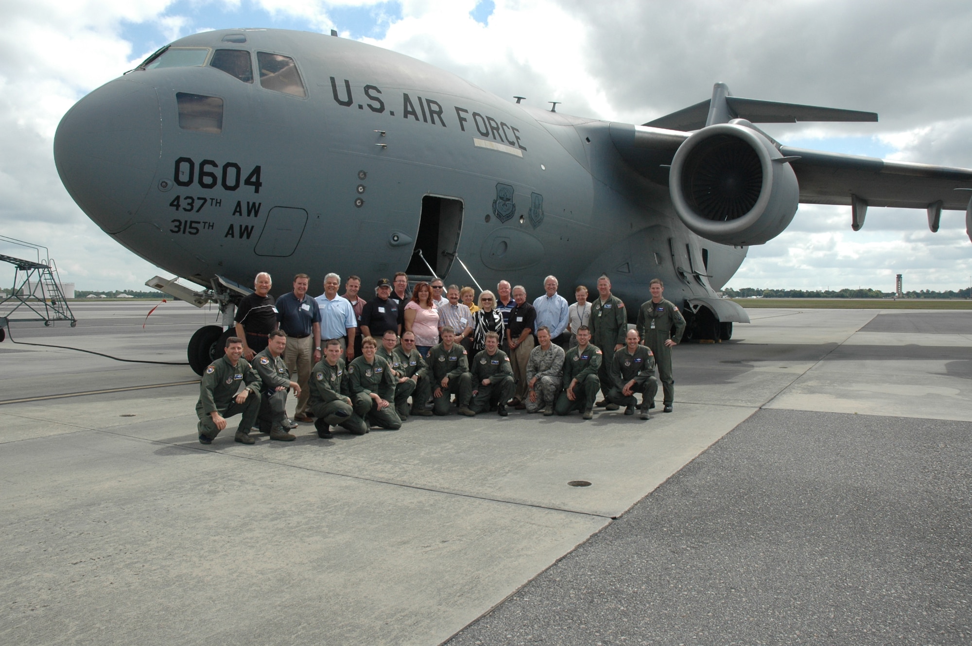 The 315th Airlift Wing hosted civic leaders from the 927th Air Refueling Wing, MacDill Air Force Base Fl here at Charleston Air Force Base S.C. May 14. More than 25 community leaders from the Tampa area and members of 927th ARW members toured a C-17 static display the aircrew life support section on their visit.