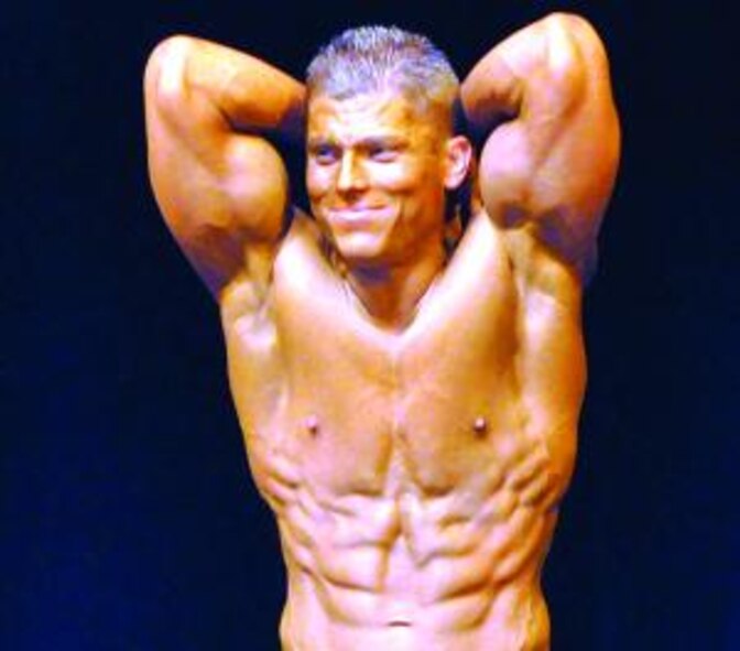 Dustin Biegenwald poses at the 2010 Utah Natural Bodybuilding and Figure Championships held recently in Ogden. 