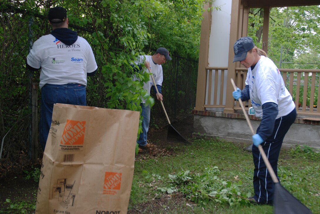 Airmen from the 439th Airlift Wing and the 104th Fighter Wing volunteer their time at a twelve-person transitional house for veterans in need.  The Reservists and Massachusetts Air National Guardsmen connected with the non-profit Rebuilding Together in Springfield.