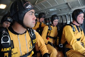 JOINT BASE ANDREWS, Md. – The Army Golden Knights prepare to perform a tandem jump during the Joint Service Open House here May 14.  JSOH allows members of the public an excellent opportunity to meet and interact with the men and women of the Armed Forces and to show them America’s skilled military. (U.S. Air Force photo by Staff Sgt. Christopher A. Marasky)
