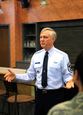 Air Force Recruiting Service Command Chief Master Sgt. Vance Clarke retires from the Air Force May 14, after 30 years of service. Chief Clarke had 16 assignments throughout his career and spent nearly 10 years as a command chief in four different major commands. (U.S. Air Force photo/Tech Sgt. Jeffrey Wolfe)