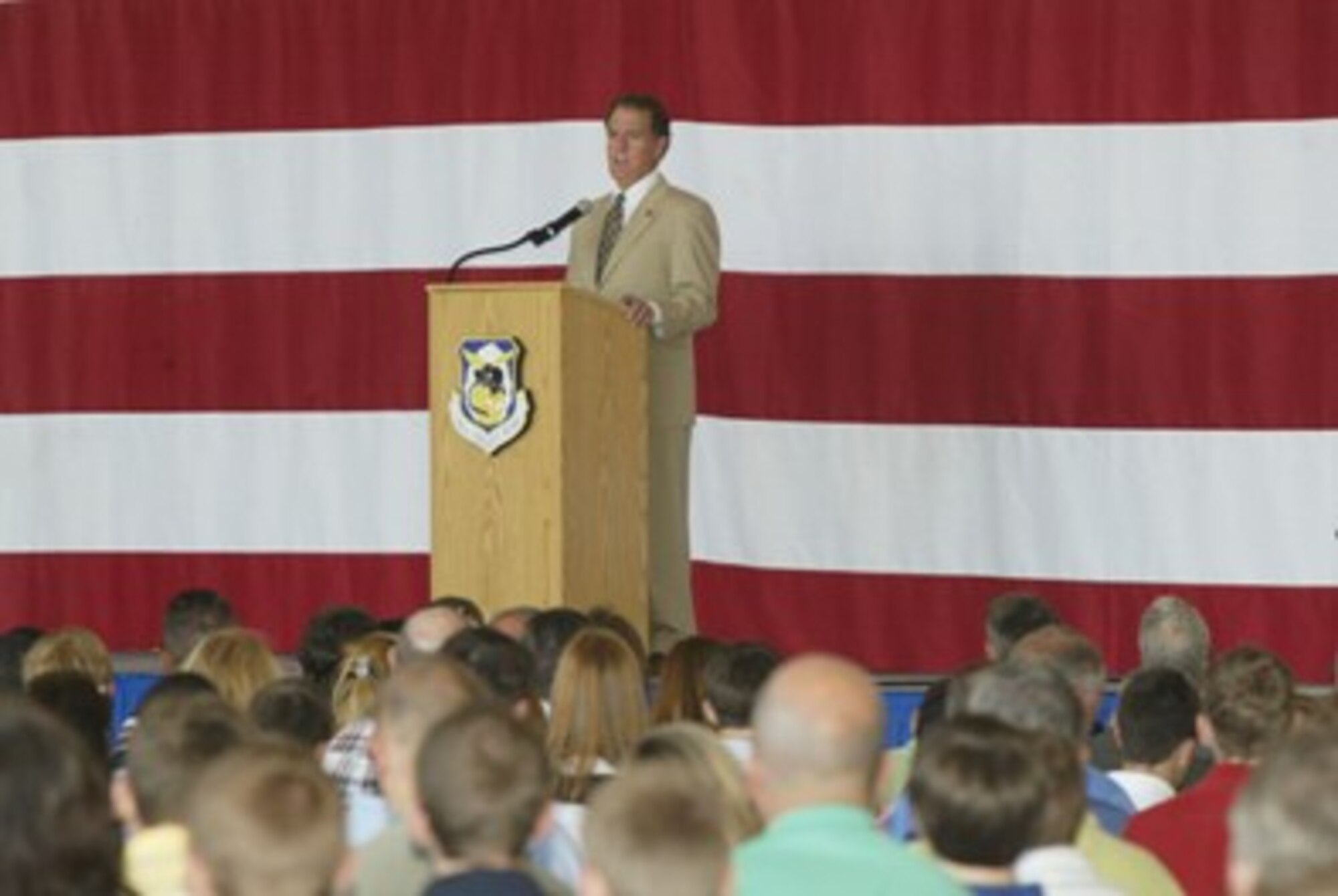 The Honorable Phil Gingrey, M.D., from the U.S. House of Representatives, speaks to a crowd made up of academy hopefuls and their families about the challenges and rewards facing students who set goals to attend military academies during the Georgia Congressional Delegation Academy Day 2010 held here May 8.