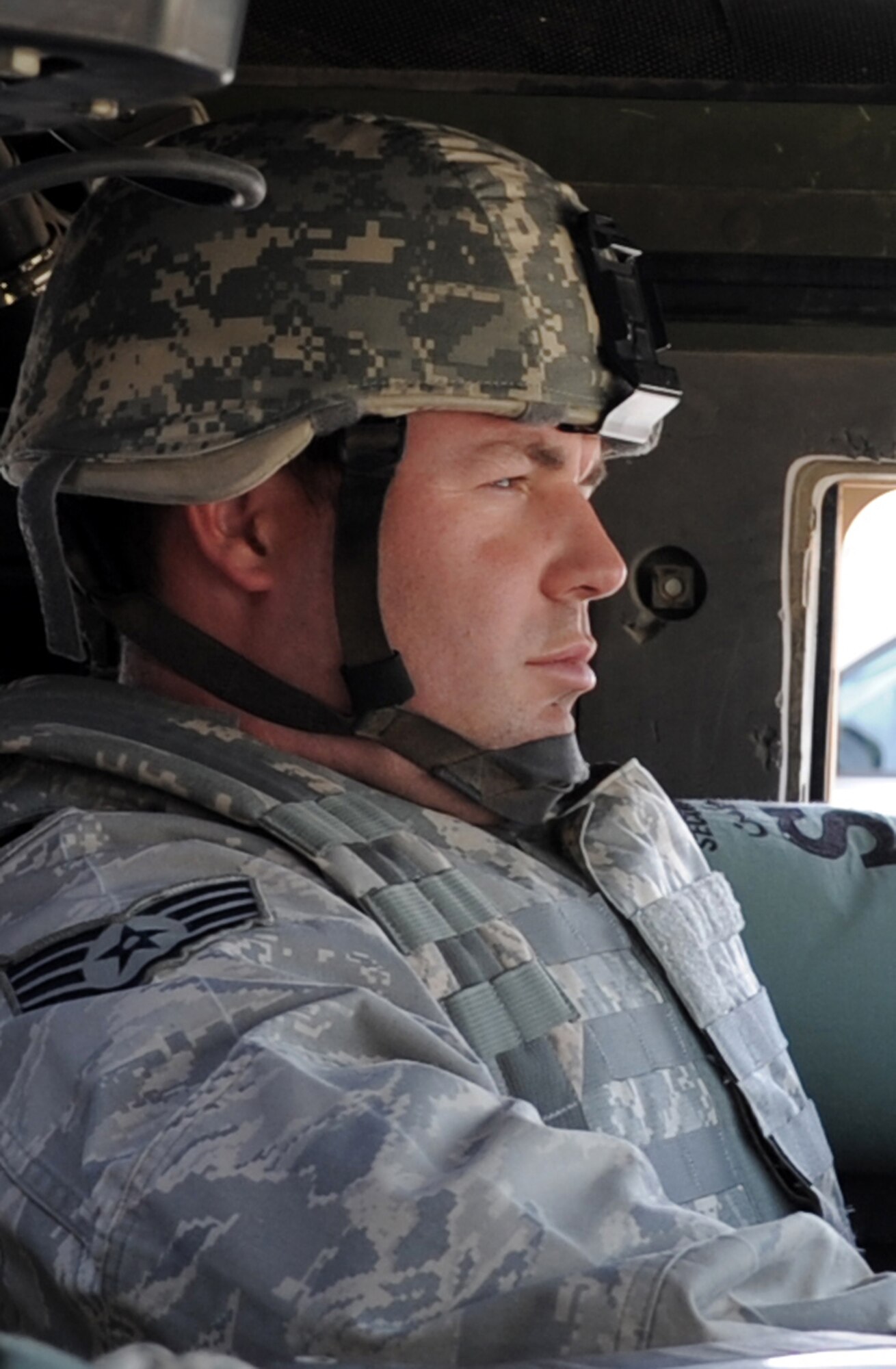 Staff Sgt. Matt Carden, security forces craftsman with the 380th Expeditionary Security Forces Squadron, participates in a unit exercise during operations at a non-disclosed base in Southwest Asia on Feb. 20, 2010. The 380th ESFS is in charge of protecting and providing security for billions of dollars of deployed Air Forces assets and nearly 2,000 deployed personnel. The 380th ESFS, as part of the 380th Air Expeditionary Wing, supports operations Iraqi Freedom and Enduring Freedom and the Combined Joint Task Force-Horn of Africa. Sergeant Carden is deployed from the 43rd Security Forces Squadron at Pope Air Force Base, N.C., and his hometown is Lexington, Ky. (U.S. Air Force Photo/Master Sgt. Scott T. Sturkol/Released)