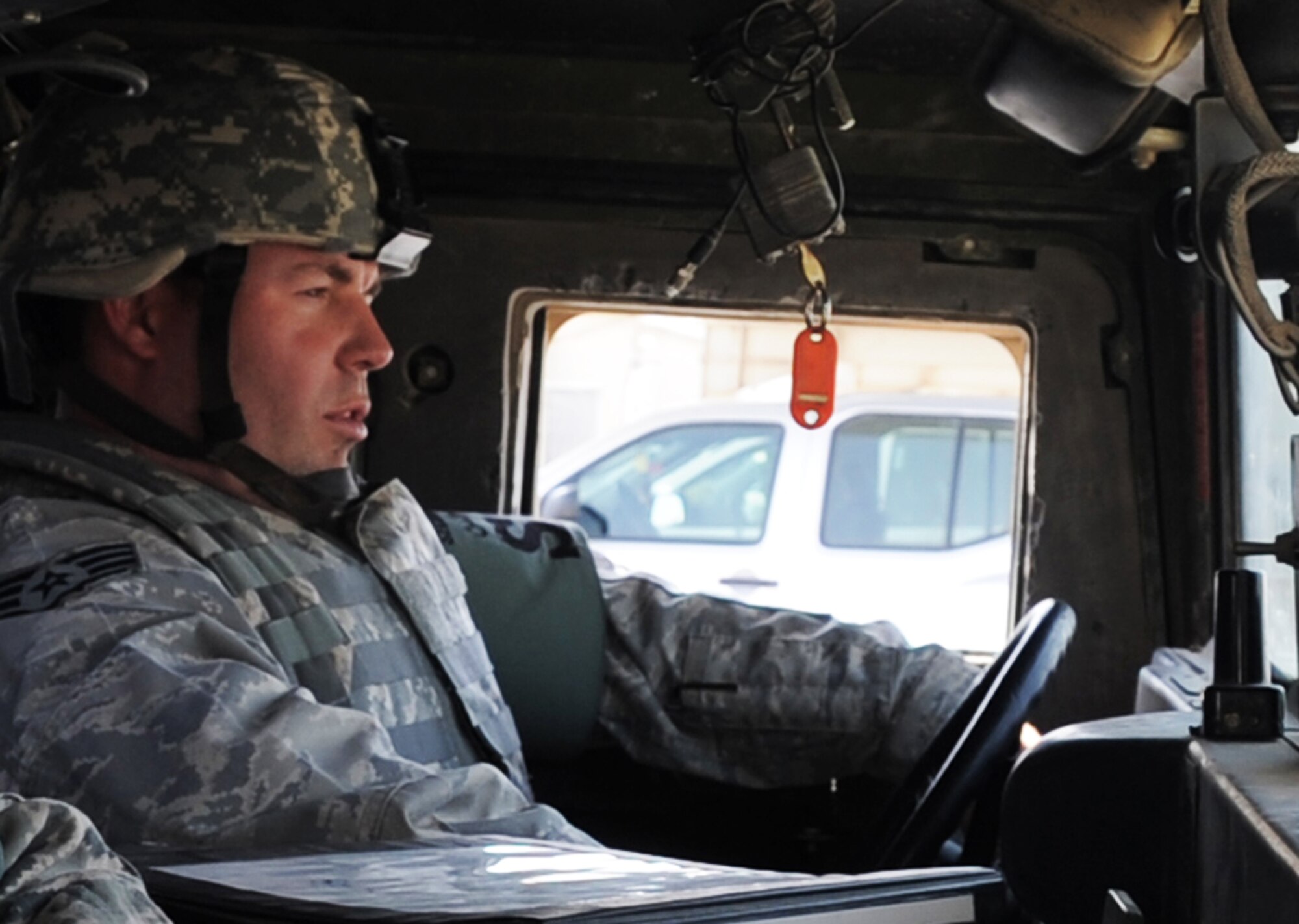 Staff Sgt. Matt Carden, security forces craftsman with the 380th Expeditionary Security Forces Squadron, participates in a unit exercise during operations at a non-disclosed base in Southwest Asia on Feb. 20, 2010. The 380th ESFS is in charge of protecting and providing security for billions of dollars of deployed Air Forces assets and nearly 2,000 deployed personnel. The 380th ESFS, as part of the 380th Air Expeditionary Wing, supports operations Iraqi Freedom and Enduring Freedom and the Combined Joint Task Force-Horn of Africa. Sergeant Carden is deployed from the 43rd Security Forces Squadron at Pope Air Force Base, N.C., and his hometown is Lexington, Ky. (U.S. Air Force Photo/Master Sgt. Scott T. Sturkol/Released)