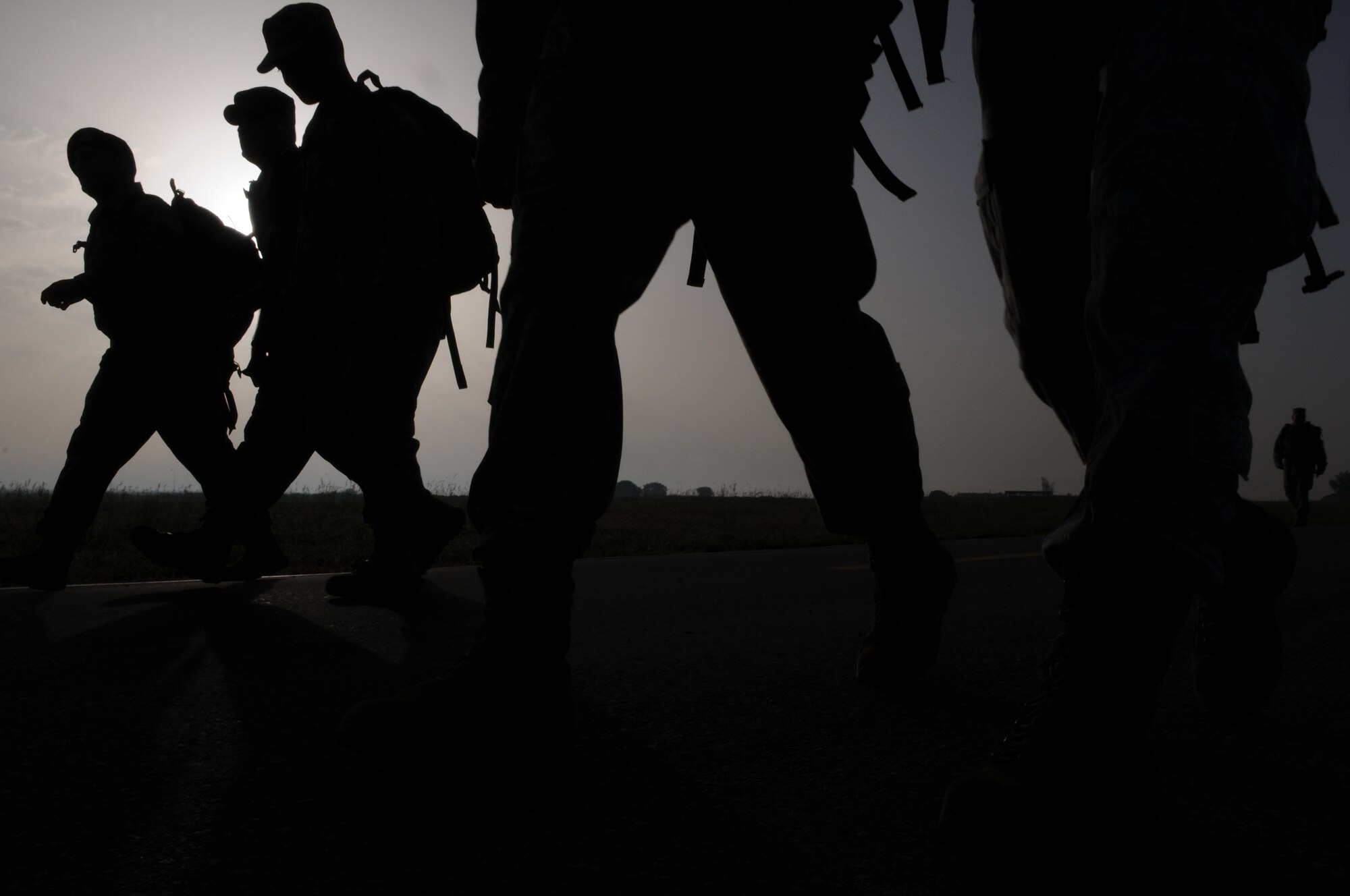 Airmen from the 39th Air Base Wing participate in a ruck march Monday, May 10, 2010 at the triangle during Police Week at Incirlik Air Base, Turkey.  Other Police Week events include a paintball tournament for law enforcement; and a coloring, drawing and essay contest. (U.S. Air Force photo/Senior Airman Ashley Wood)