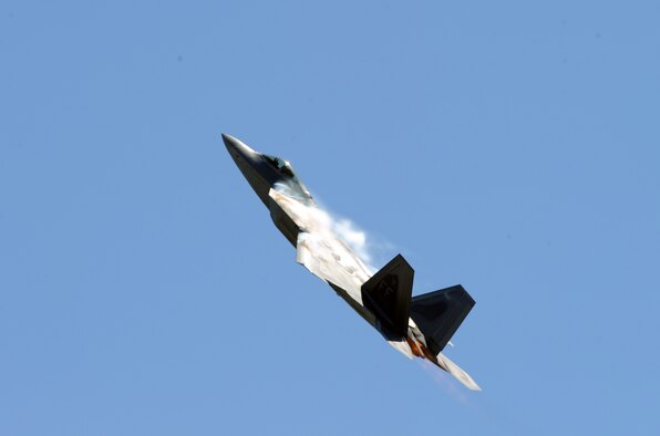 JOINT BASE ANDREWS, Md. -- An F-22 Raptor performs aerial maneuvers for the crowds at the 2010 Joint Service Open House here May 15.  JSOH allows members of the public an excellent opportunity to meet and interact with the men and women of the Armed Forces and to show them America’s skilled military. (U.S. Air Force photo by Staff Sgt. Christopher A. Marasky)