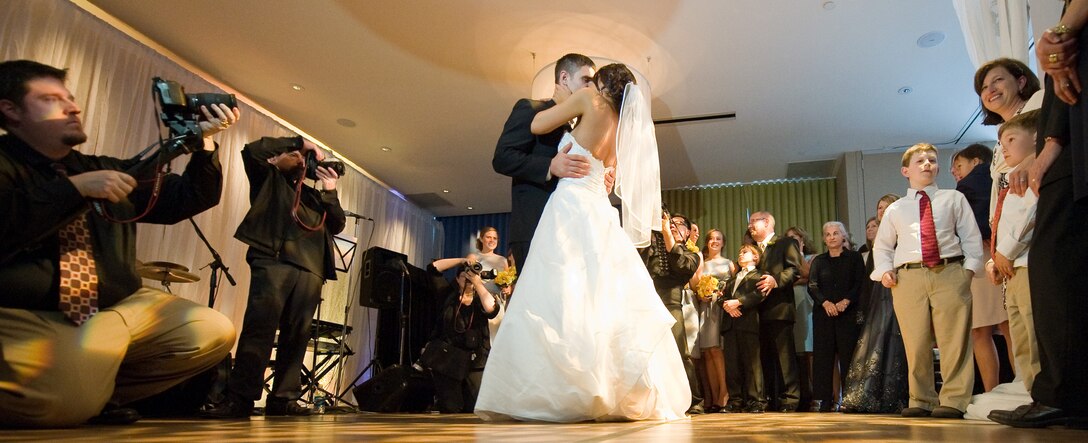 Capt. Mike and Vanessa Hawkins dance their first dance together as man and wife May 14, 2010, as part of their "dream wedding" in San Francisco. The couple won the San Francisco Dream Wedding Giveaway with viewer votes. Mrs. Hawkins has been diagnosed with stage IV Hodgkin's lymphoma. Vendors donated $100,000 of goods and services to the couple's wedding day. (U.S. Air Force photo/Lance Cheung)