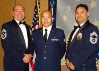 Three March Field members graduate Airman Leadership School at Travis Air Force Base, Calif. Senior Aiman Jason Chao from the 752 MDS is pictured in the center. (U.S. Air Force photo)
