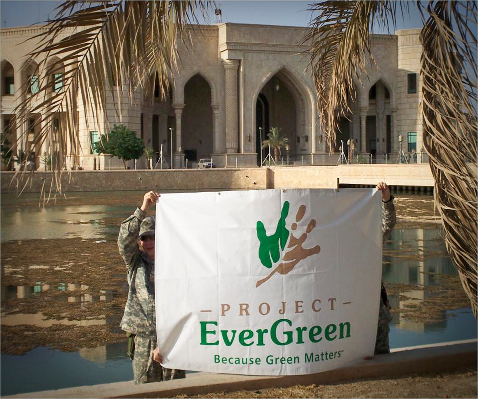 MINOT AIR FORCE BASE, N.D. -- U.S. Troops serving in the Middle East show their appreciation for Project EverGreen’s initiative
“GreenCare for Troops.” (Courtesy photo)