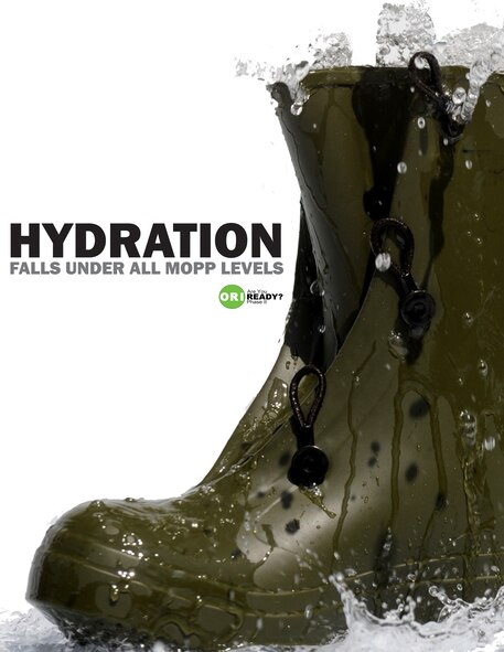 MOODY AIR FORCE BASE, Ga. -- With the summer heat heading our way, make sure you hydrate properly during the upcoming operational readiness exercises.  It is recommended to drink eight to nine cups of water a day. (U.S. Air Force illustration by Staff Sgt. Gina Chiaverotti-Paige/RELEASED)