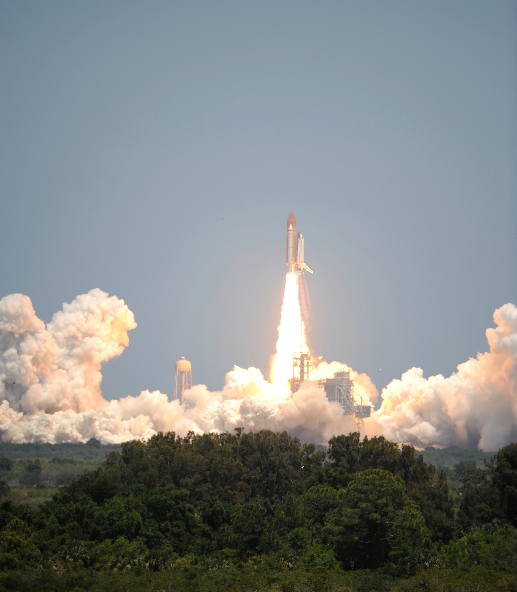 The space shuttle Atlantis clears the launch pad May 14, 2010, at the Kennedy Space Center in Cape Canaveral, Fla.  (U.S. Air Force photo/Senior Airman Chris Muncy)