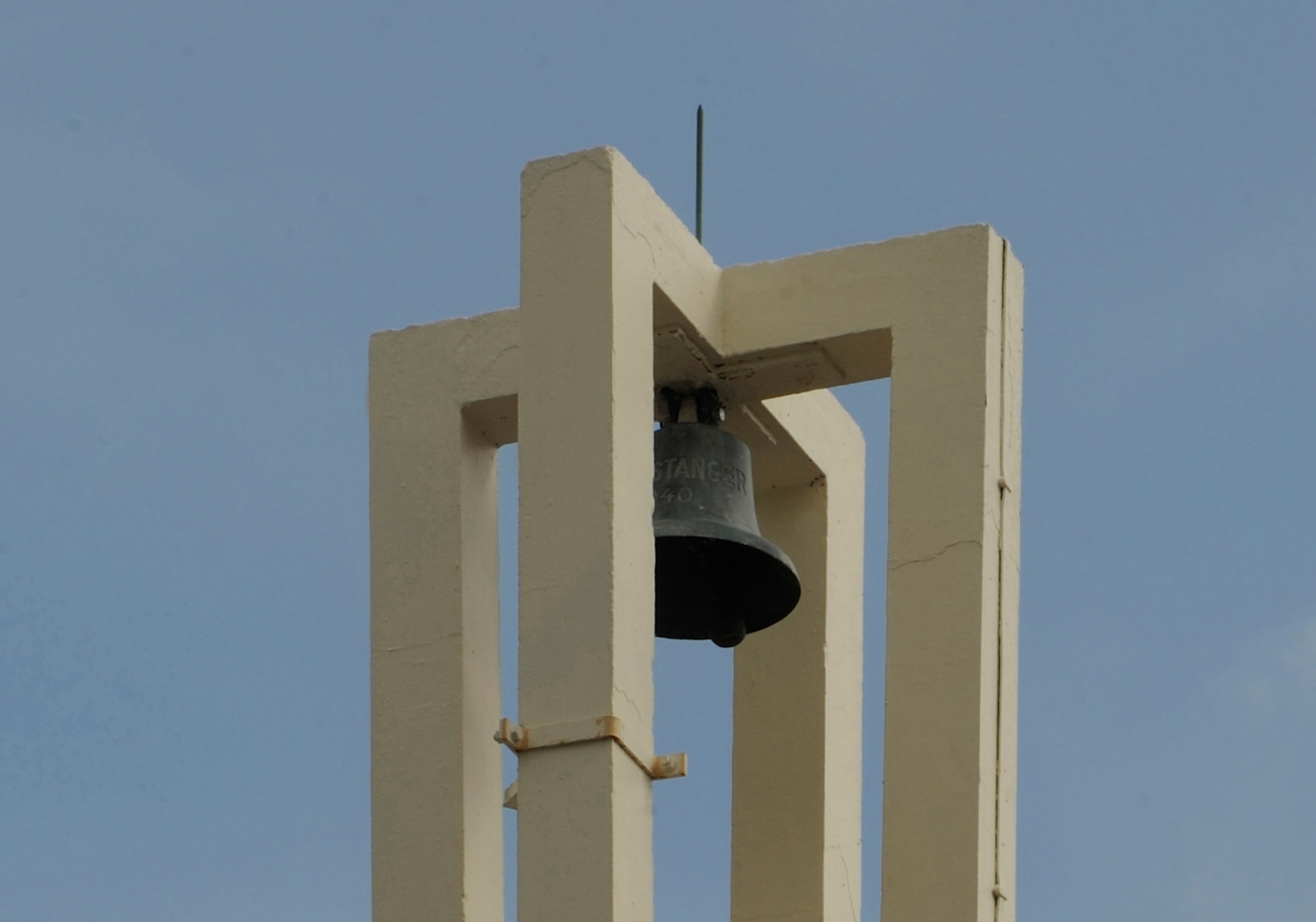 RAF MENWITH HILL, United Kingdom - A 70-year-old church bell, which was installed at the chapel in 1967 is set to ring again after a long hiatus to fix a broken lanyard. The bell rings five minutes before each chapel service. (U.S. Air Force photo/Staff Sgt. Brok McCarthy)