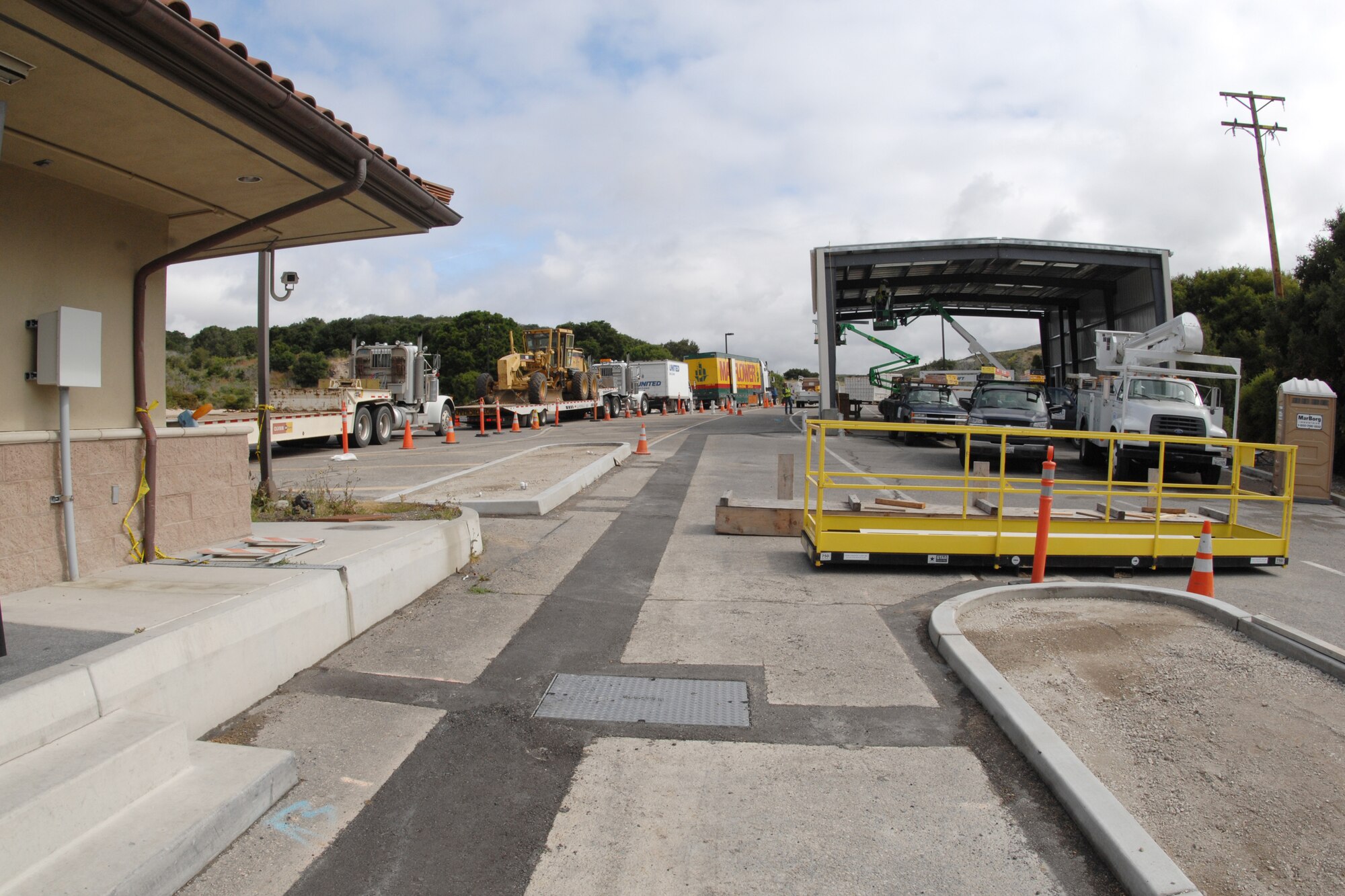 VANDENBERG AIR FORCE BASE, Calif. – Construction continues at the Lompoc Gate here Tuesday, May 18, 2010. The Diani Building Corporation and DMS Electric Company are scheduled to complete construction sometime during the middle of June, 2010. (U.S. Air Force photo/Senior Airman Christopher Hubenthal)