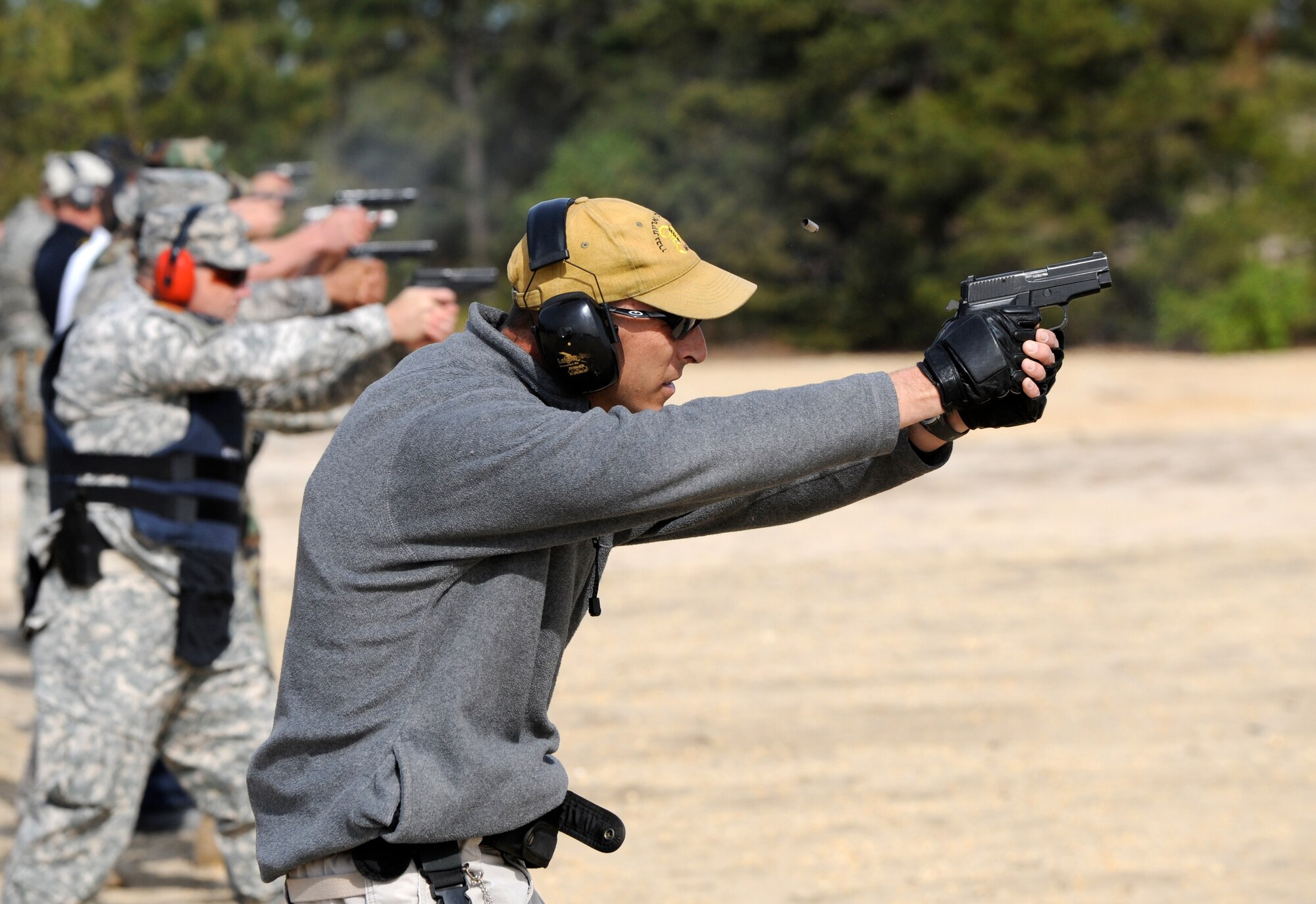 The 87th Security Forces Squadron opened Joint Base McGuire-Dix-Lakehurst to law enforcement of all kinds for Police Week 2010. Shooting teams from the Air Force, Army, Navy, FCI, and local Police, like Stafford Township of Manahawkin, NJ, competed in a Tactical Shooting Competition Tuesday May 11 out on the Dix firing range. (U.S. Air Force photo/Wayne Russell)

