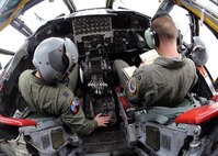MINOT AIR FORCE BASE, N.D. -- Capt. Michael Granberry (left), 23rd Bomb Squadron pilot, and Capt. Adam Roberts, 23rd BS instructor pilot, perform pre-flight equipment checks prior to departure for a training sortie here May 11. Members from the 23rd BS are training in preparation for an upcoming deployment this summer.   The checks are crucial to the successful launch of the aircraft and key to ensuring there are no issues with the instrumentation prior to takeoff.   (U.S. Air Force photo by Staff Sgt. Keith Ballard)